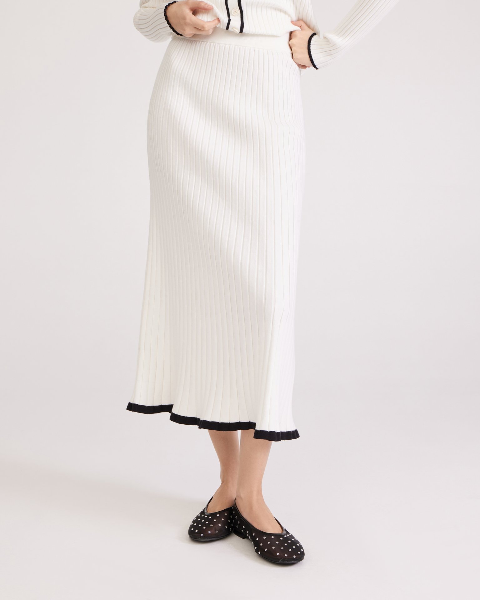 White midi skirt, White — photo 4