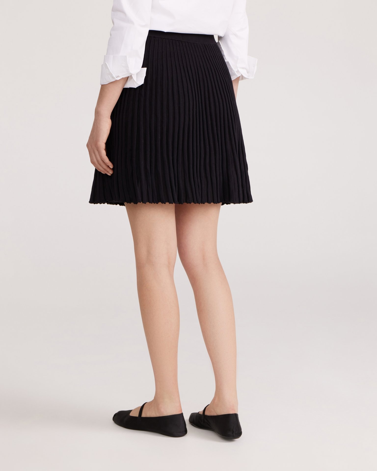 Black pleated mini skirt, Black — photo 5
