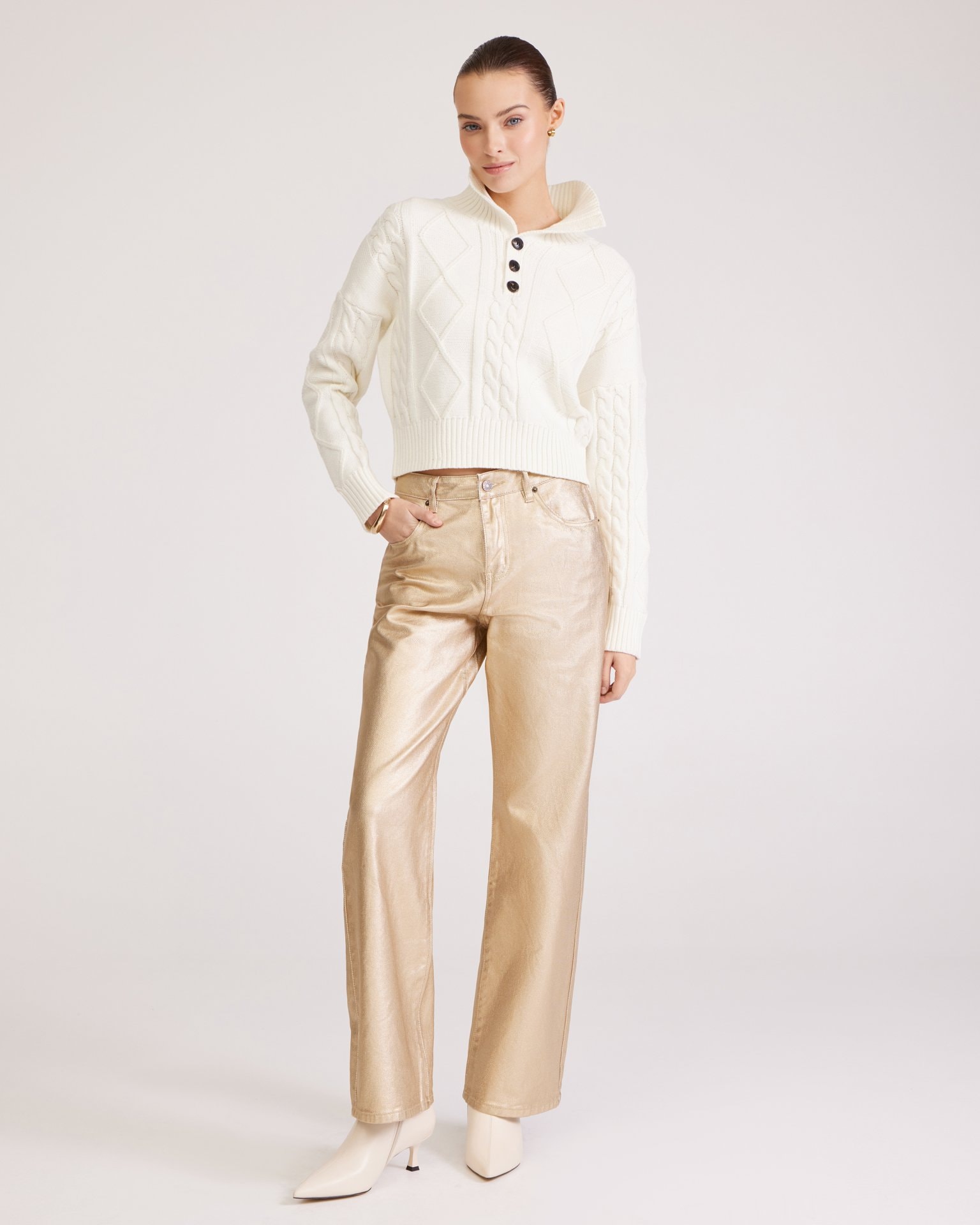 Jumper with a Collar, White — photo 5