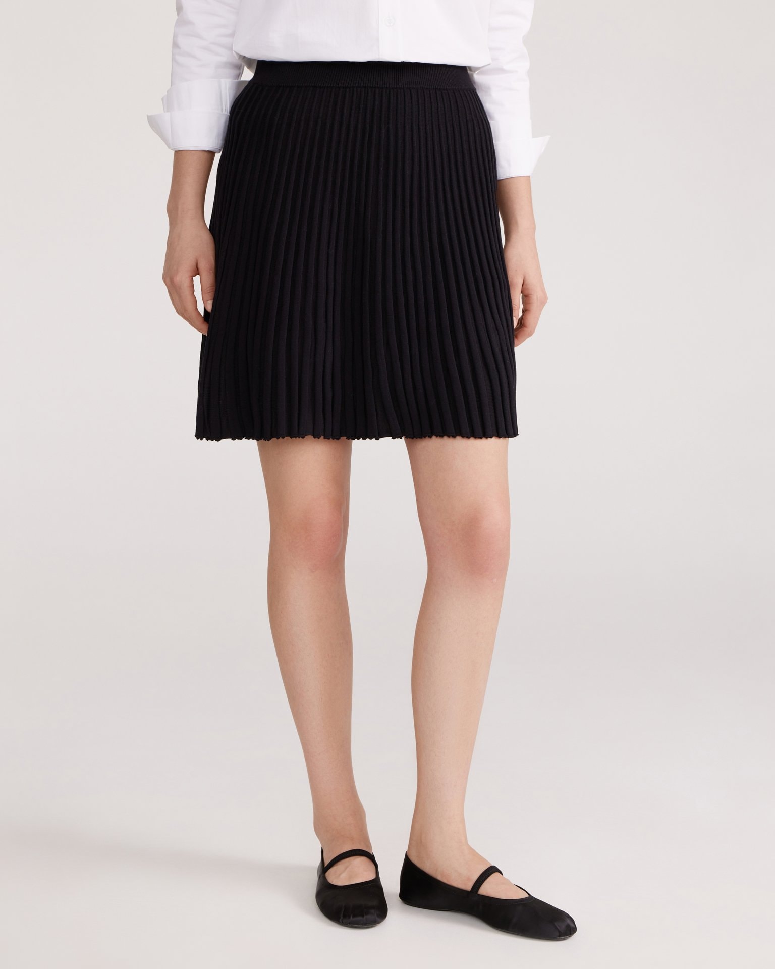 Black pleated mini skirt, Black — photo 4