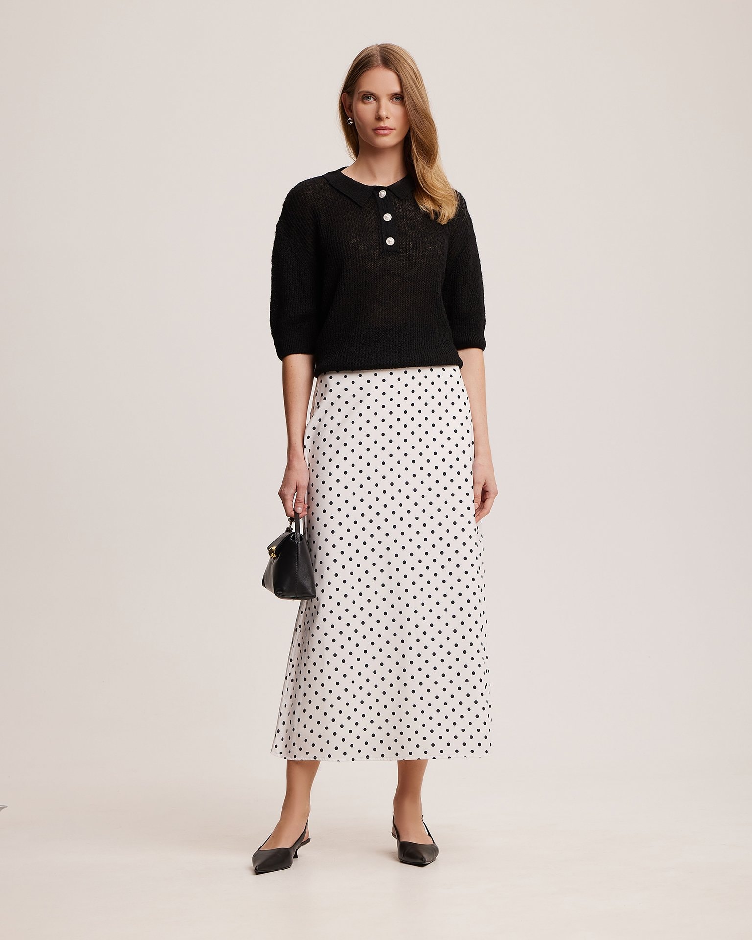 Polka dot skirt, White