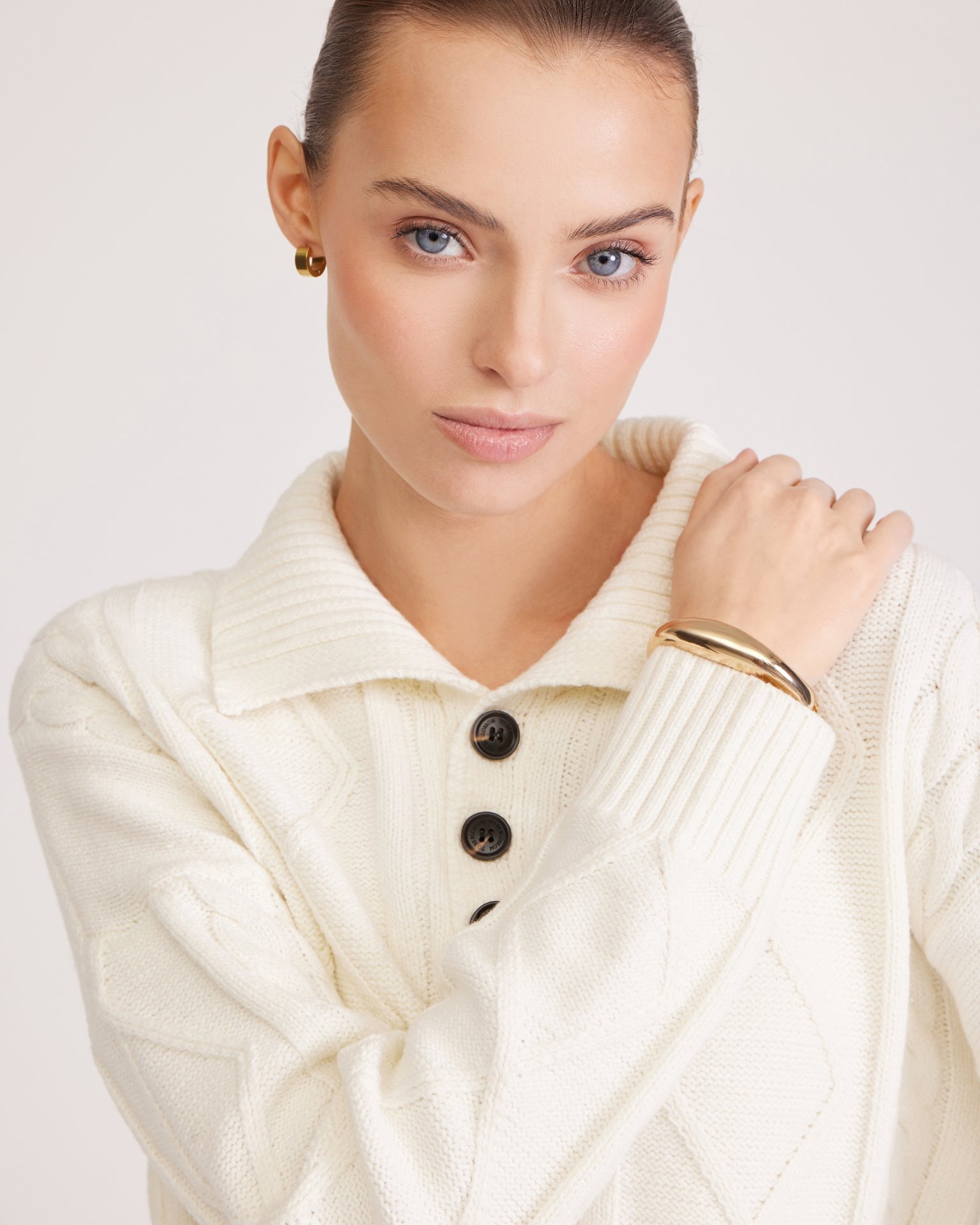 Jumper with a Collar, White — photo 7