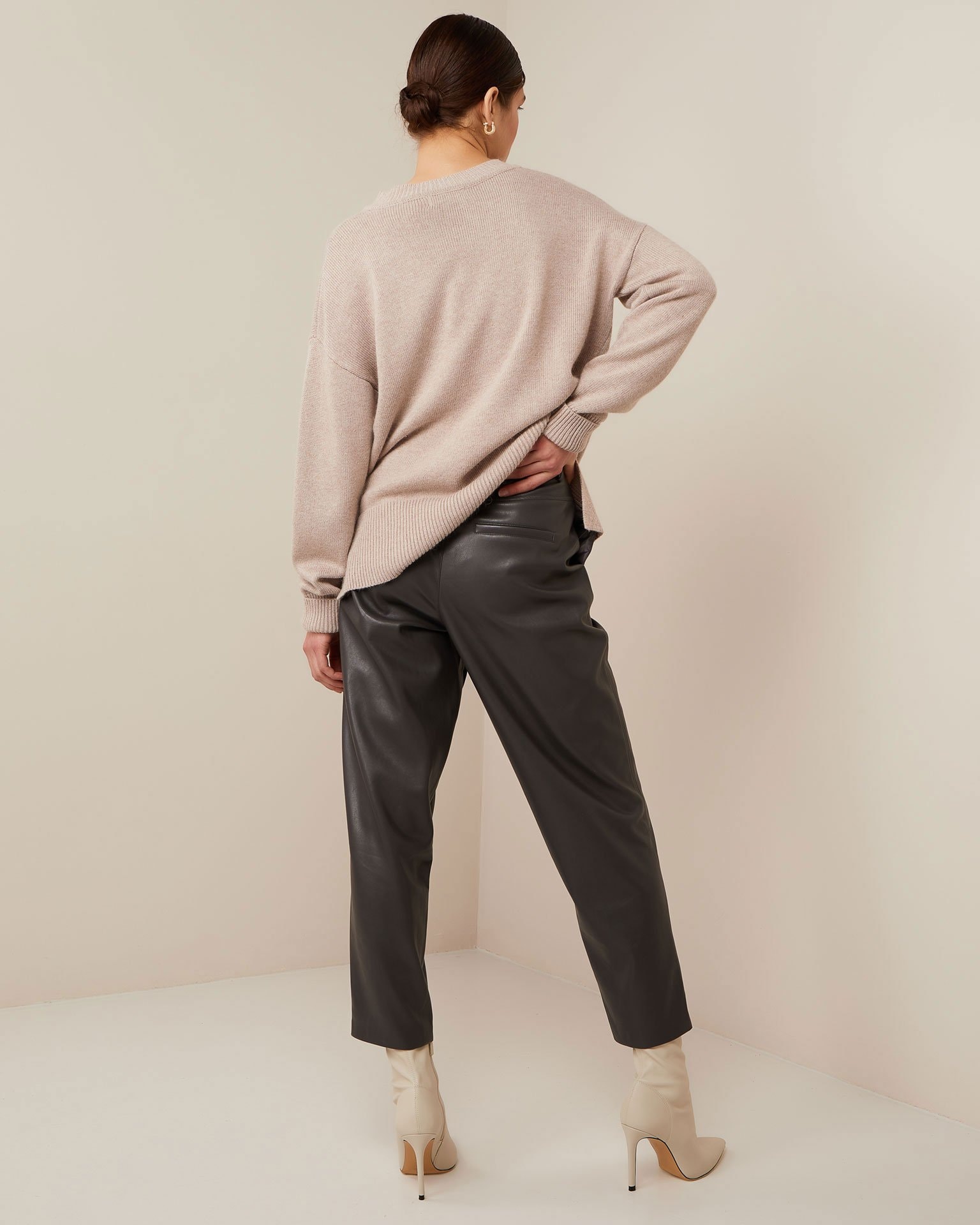 Graphite leather trousers, Grey — photo 3