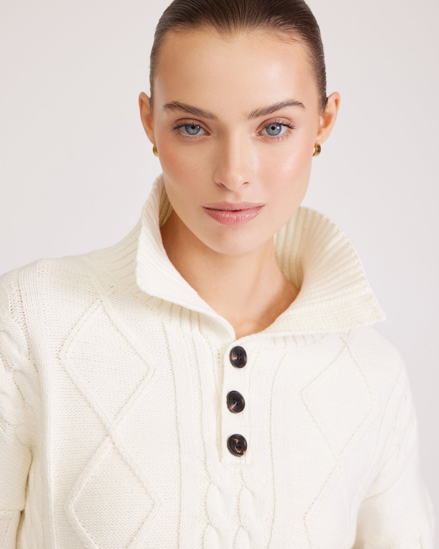 Jumper with a Collar, White — photo 8