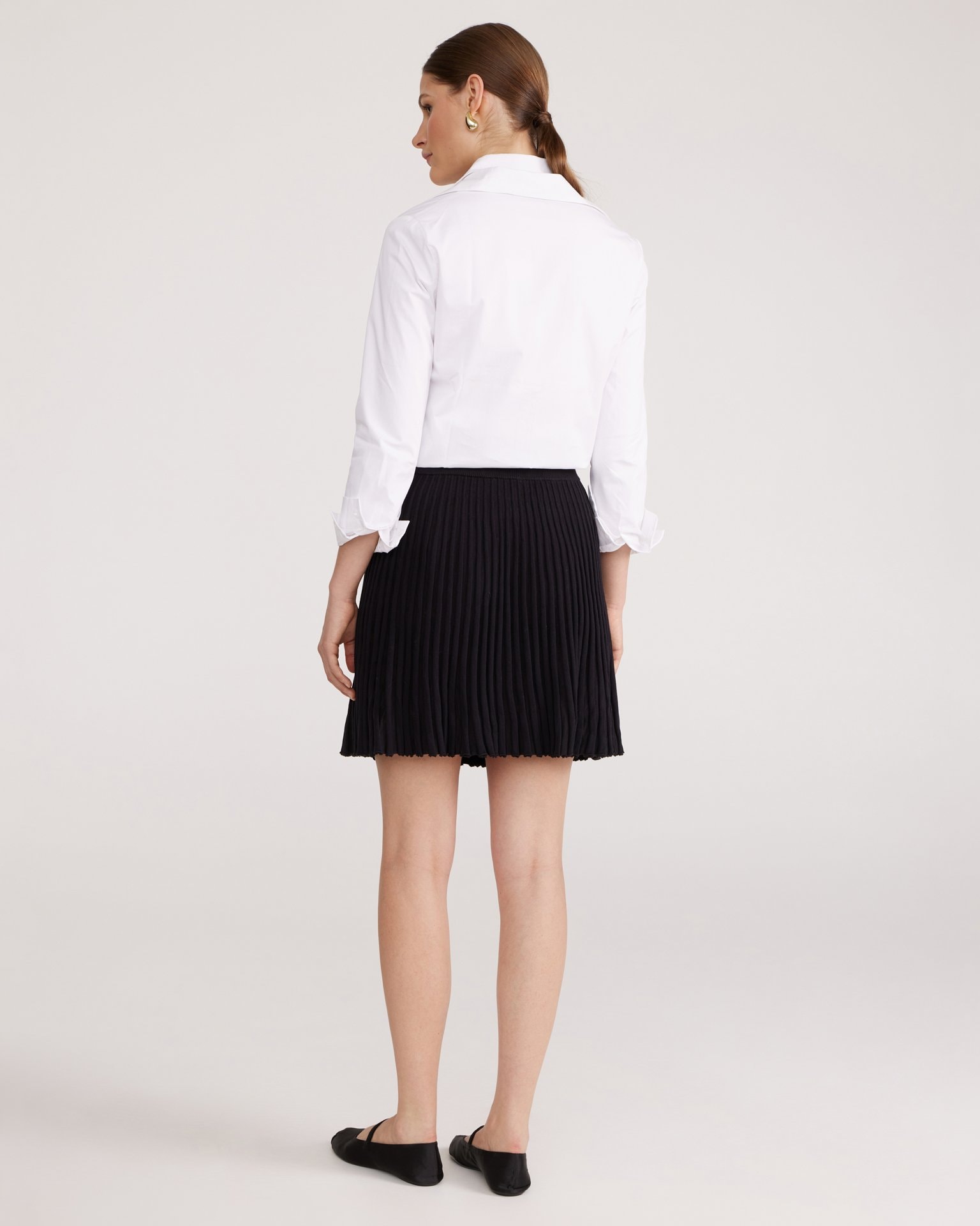 Black pleated mini skirt, Black — photo 3