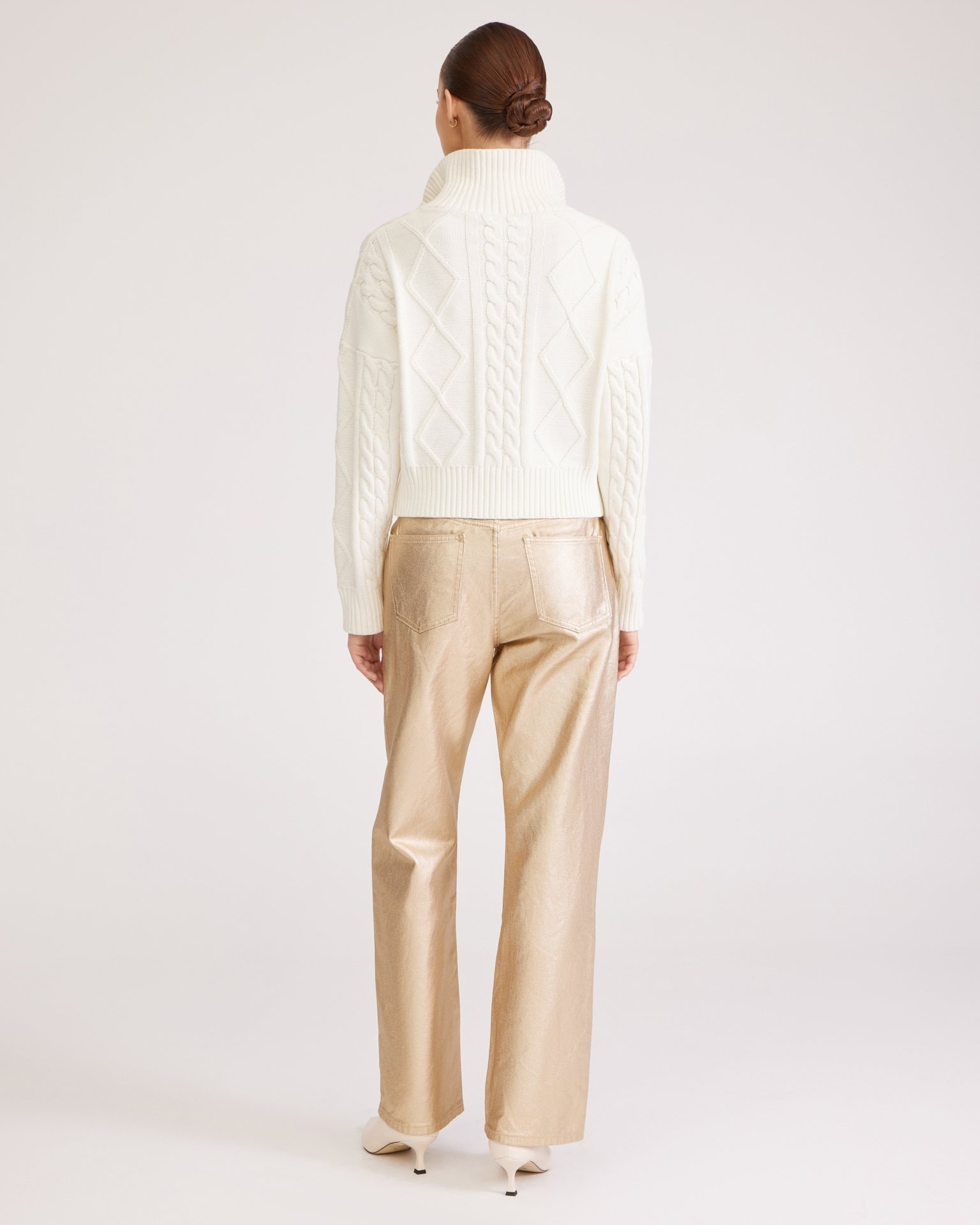 Jumper with a Collar, White — photo 4
