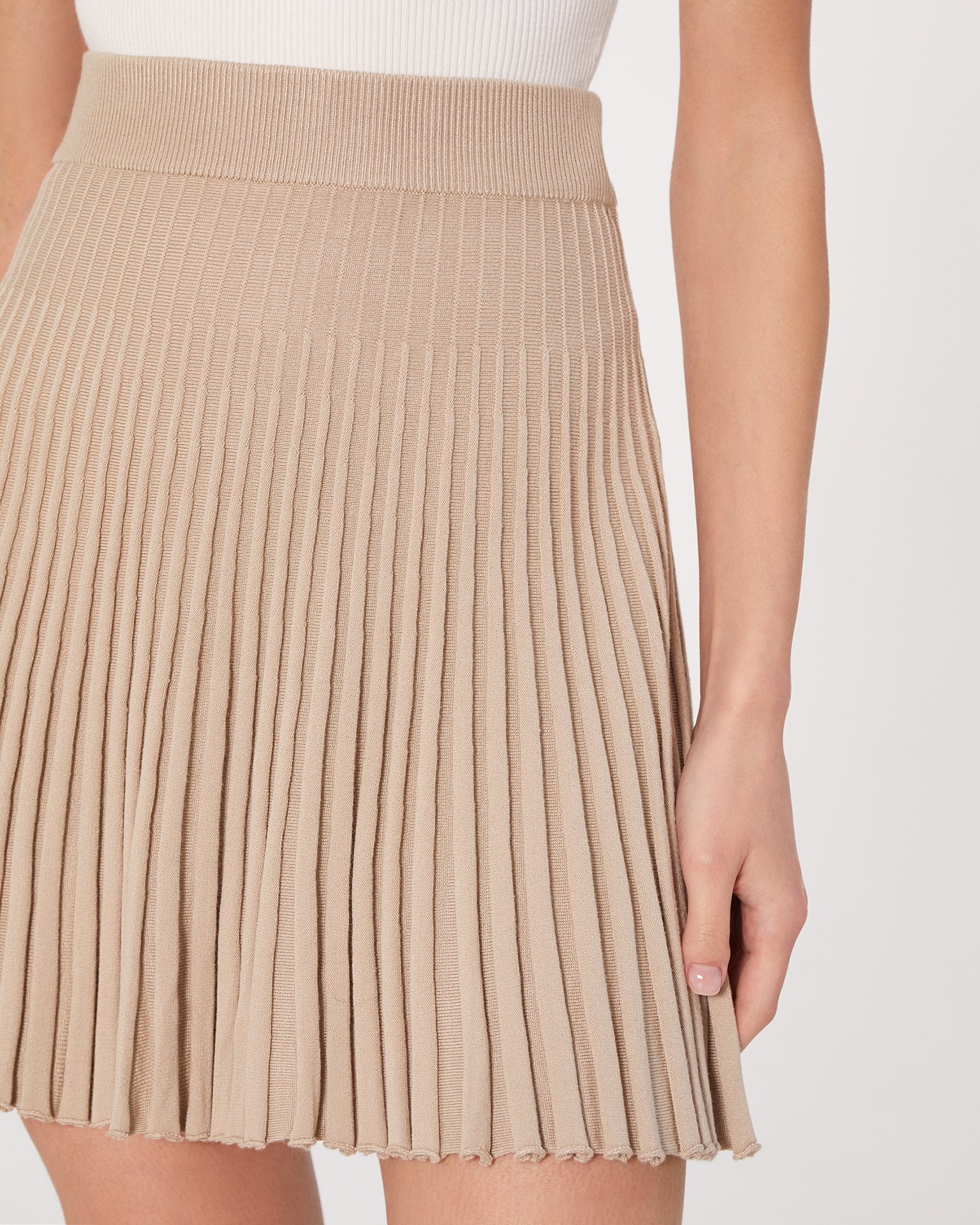 Beige pleated mini skirt, Beige — photo 7
