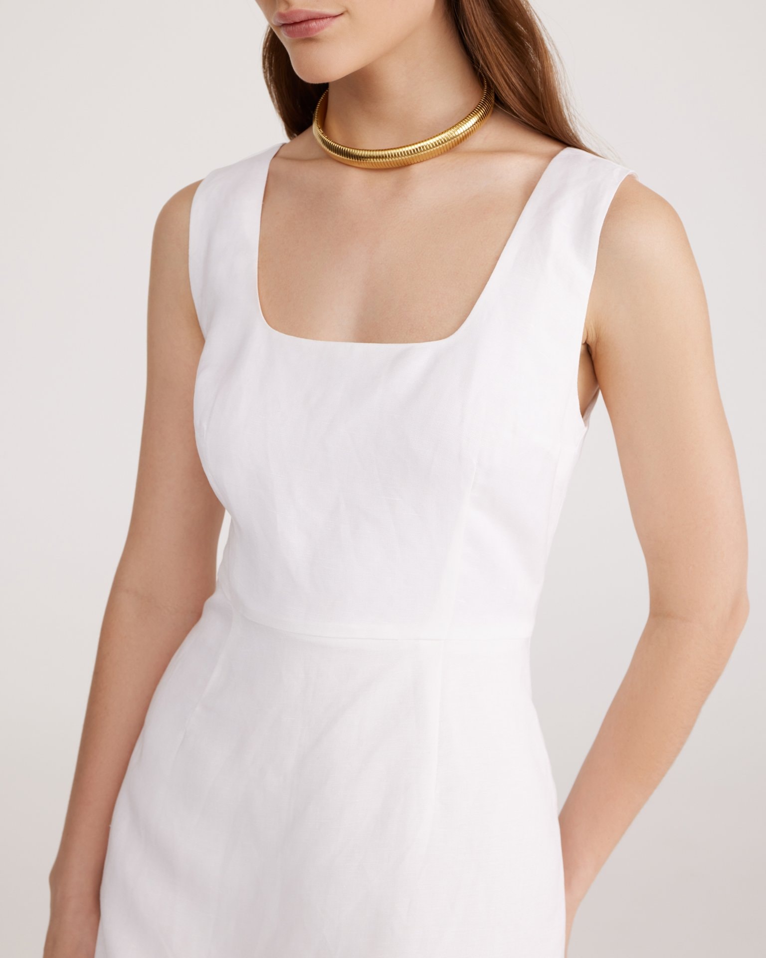 White linen dress, White — photo 5