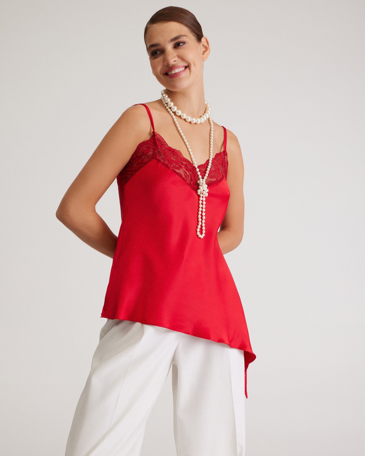Satin top, Red — photo 3