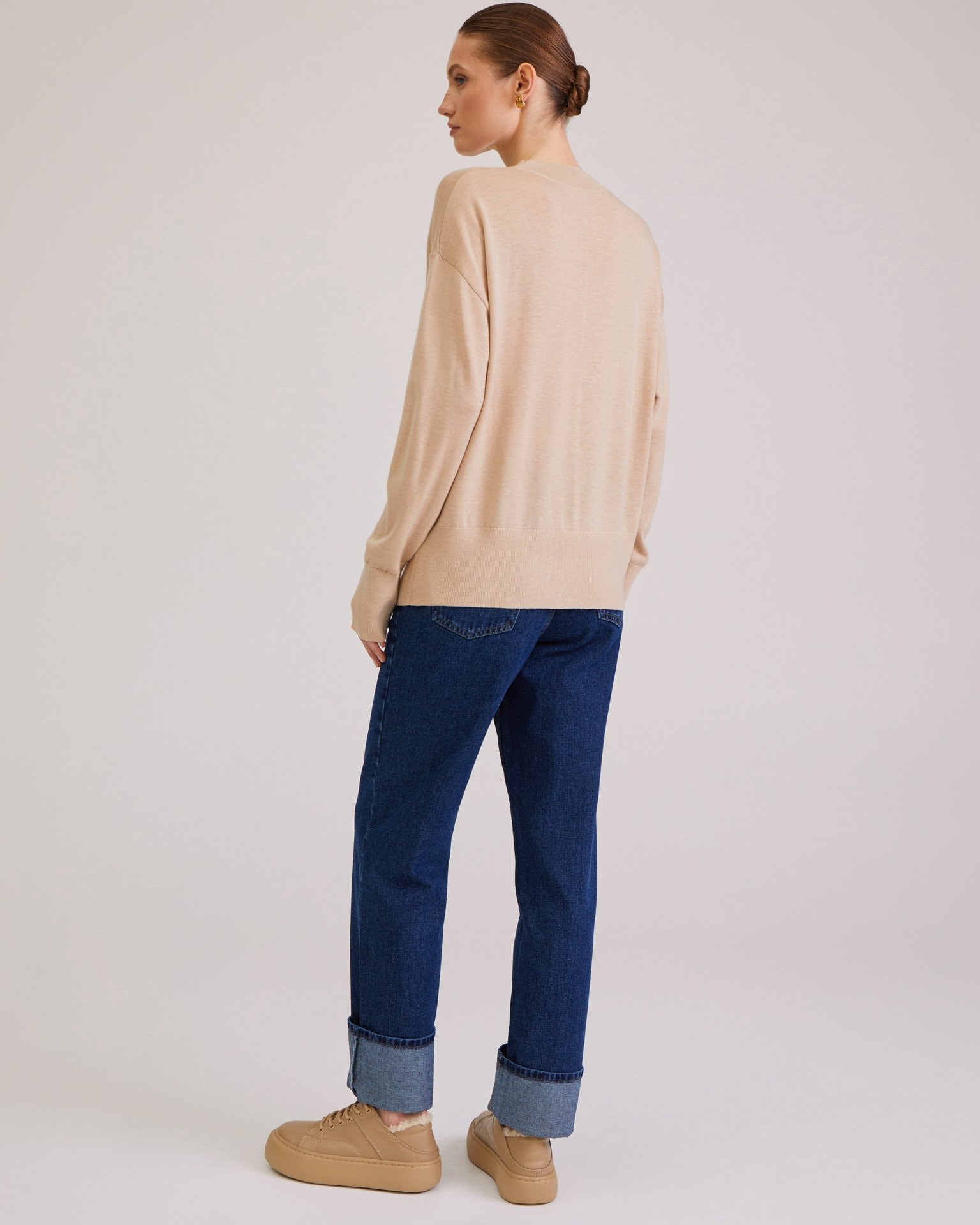 Solid-Colour Jumper, Beige — photo 3