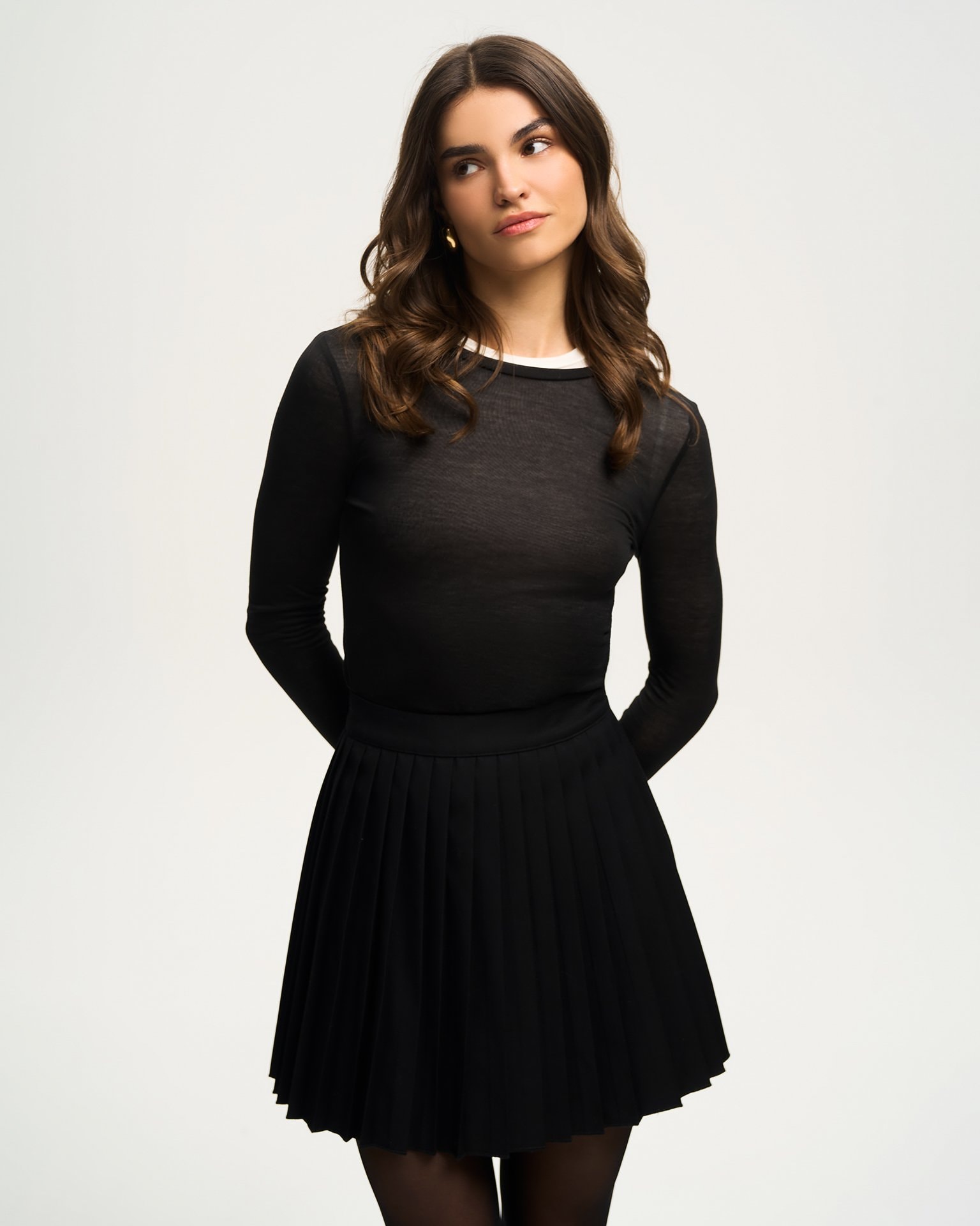 Mini skirt with built-in shorts, Black — photo 4