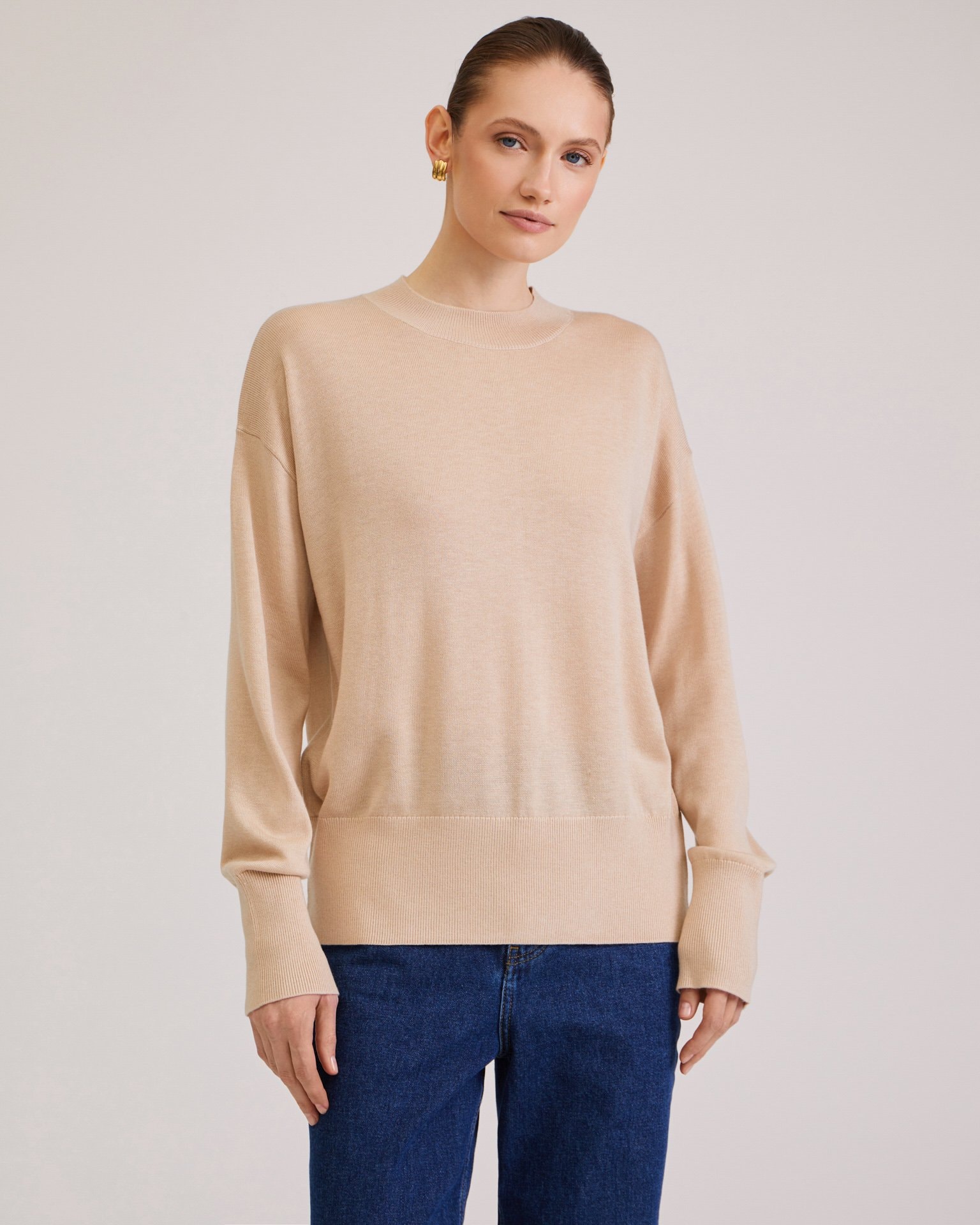 Solid-Colour Jumper, Beige — photo 5