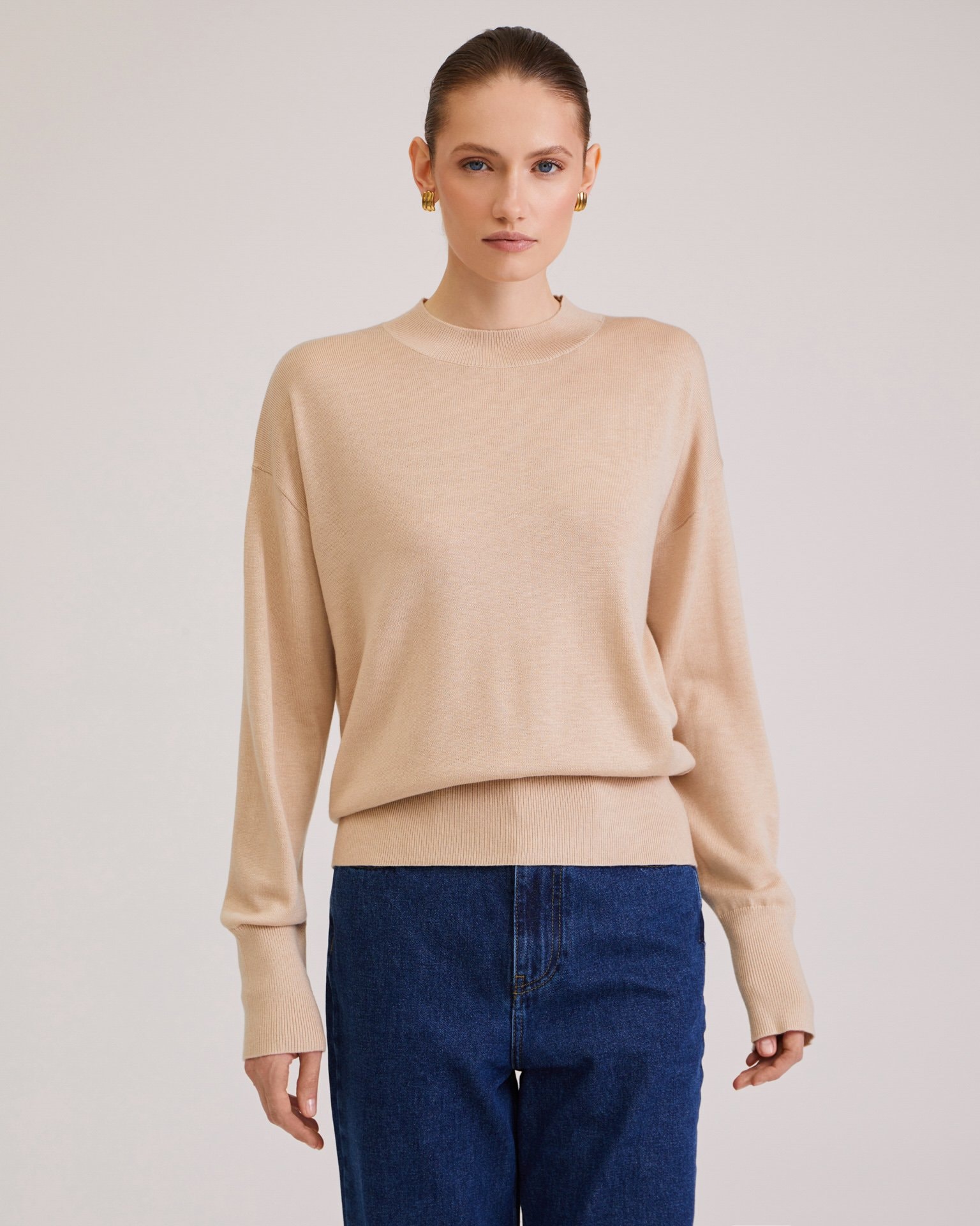 Solid-Colour Jumper, Beige