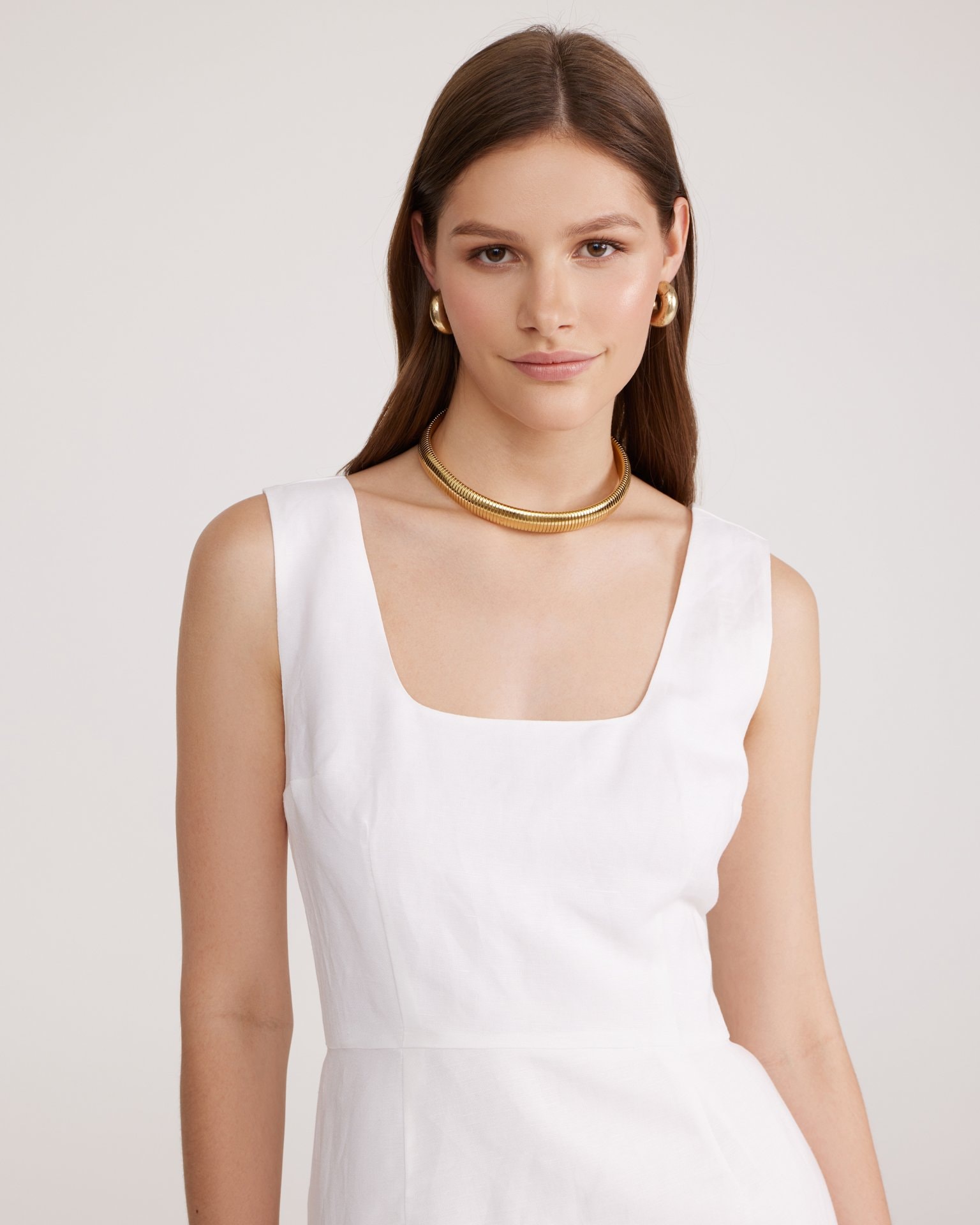 White linen dress, White — photo 4