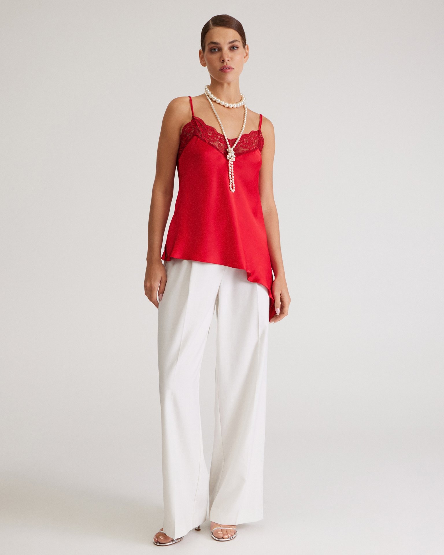 Satin top, Red — photo 5