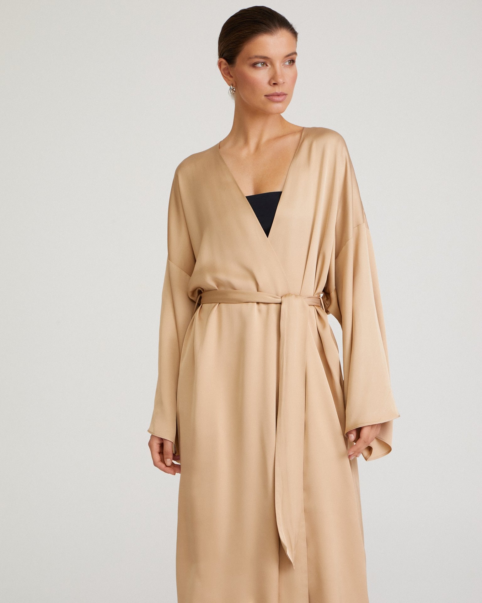 Artificial Silk Kimono, Beige — photo 6