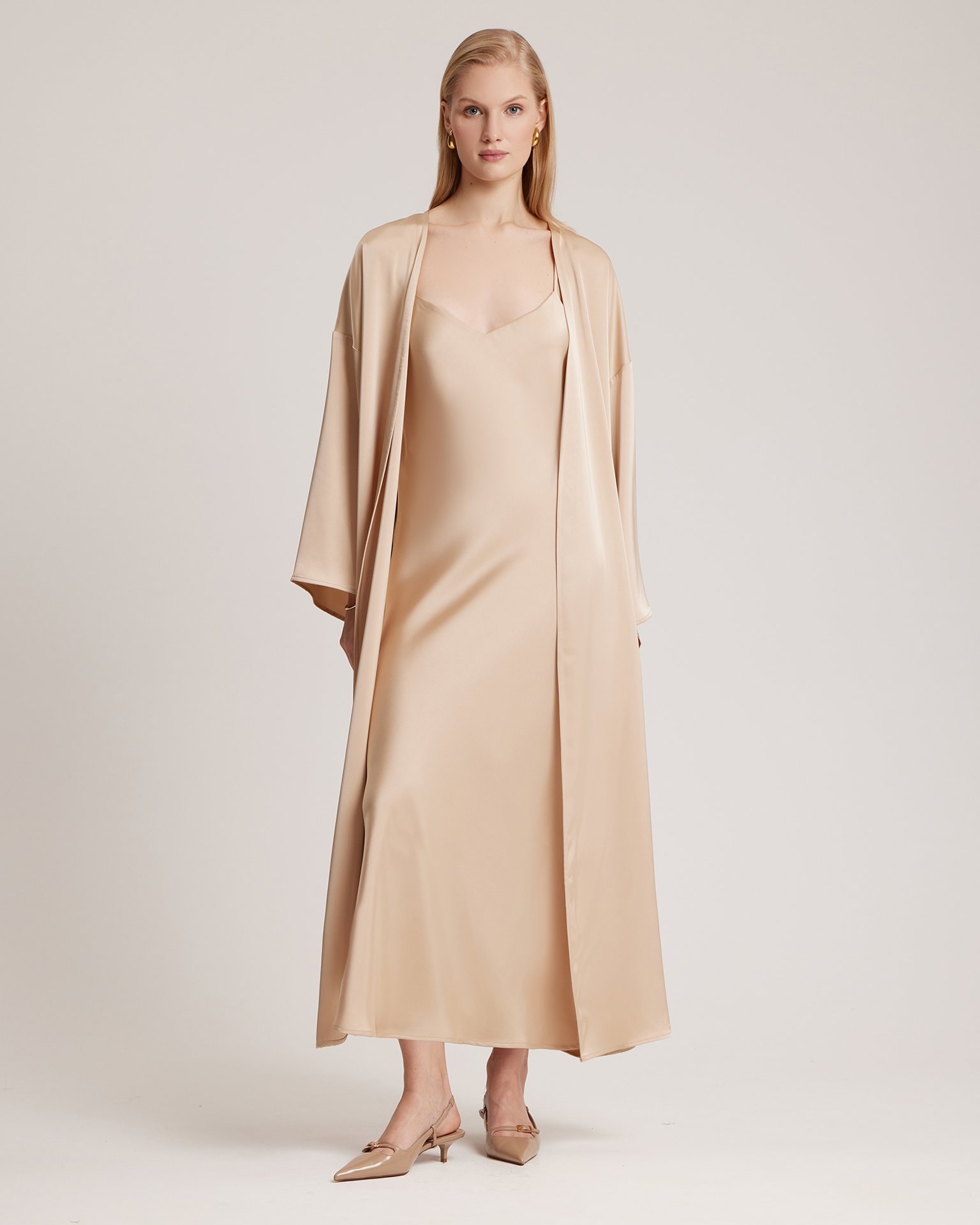 Artificial Silk Kimono, Beige — photo 3