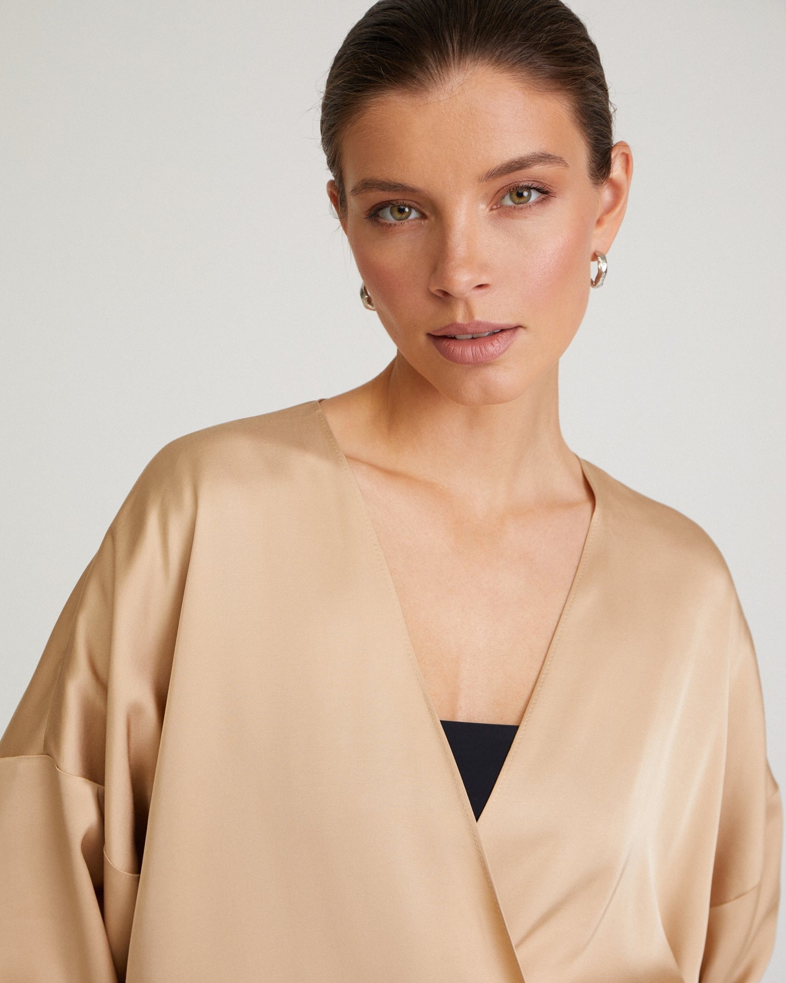 Artificial Silk Kimono, Beige — photo 7