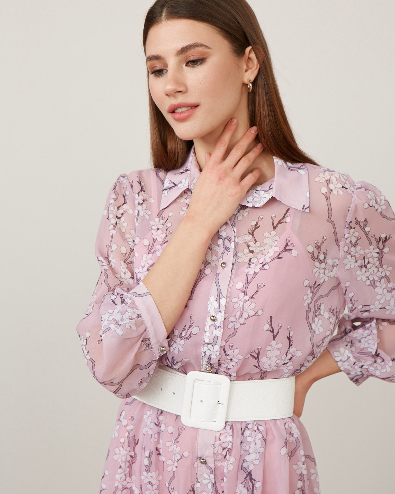 Dress with a collar, Pink — photo 2