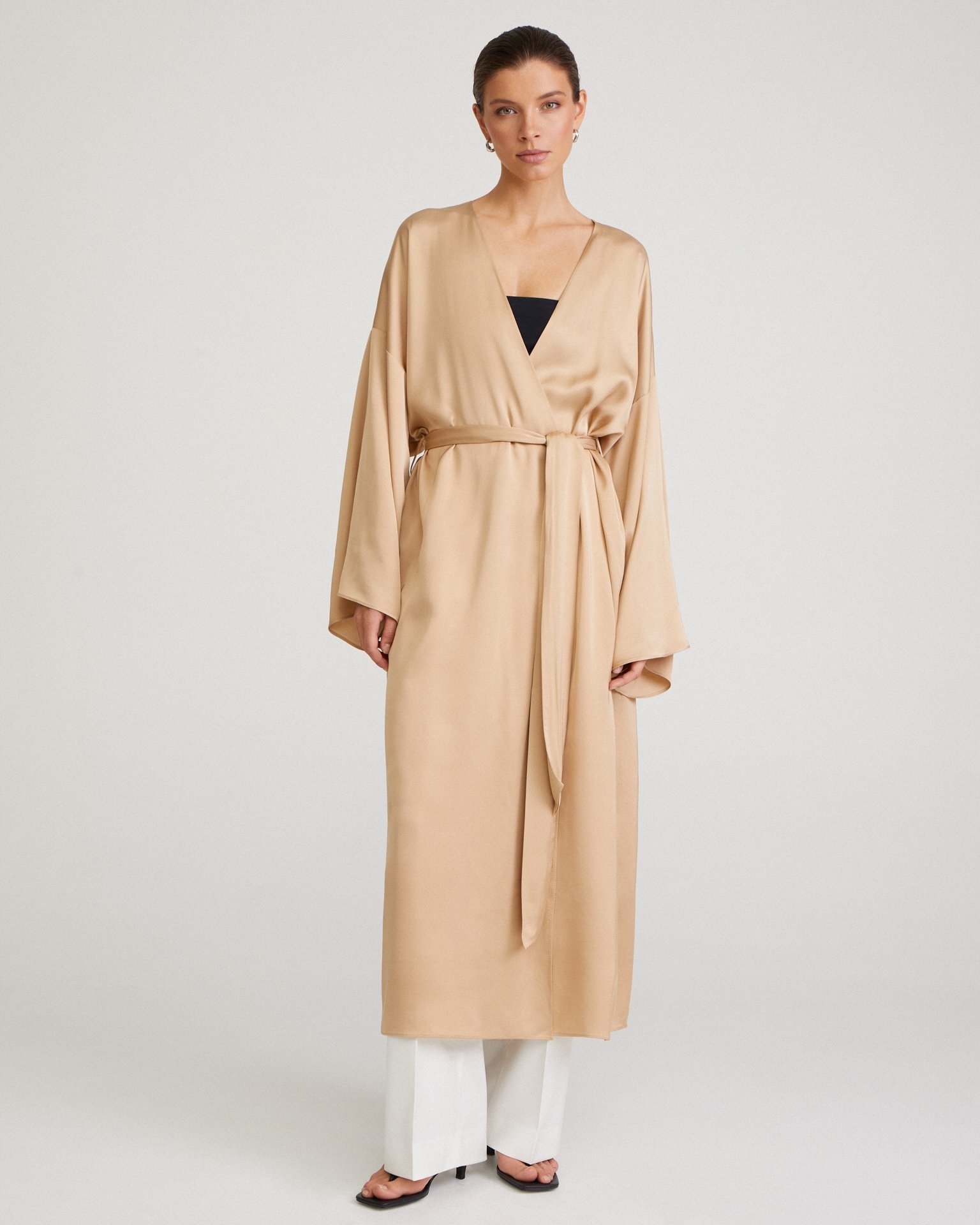 Artificial Silk Kimono, Beige — photo 4
