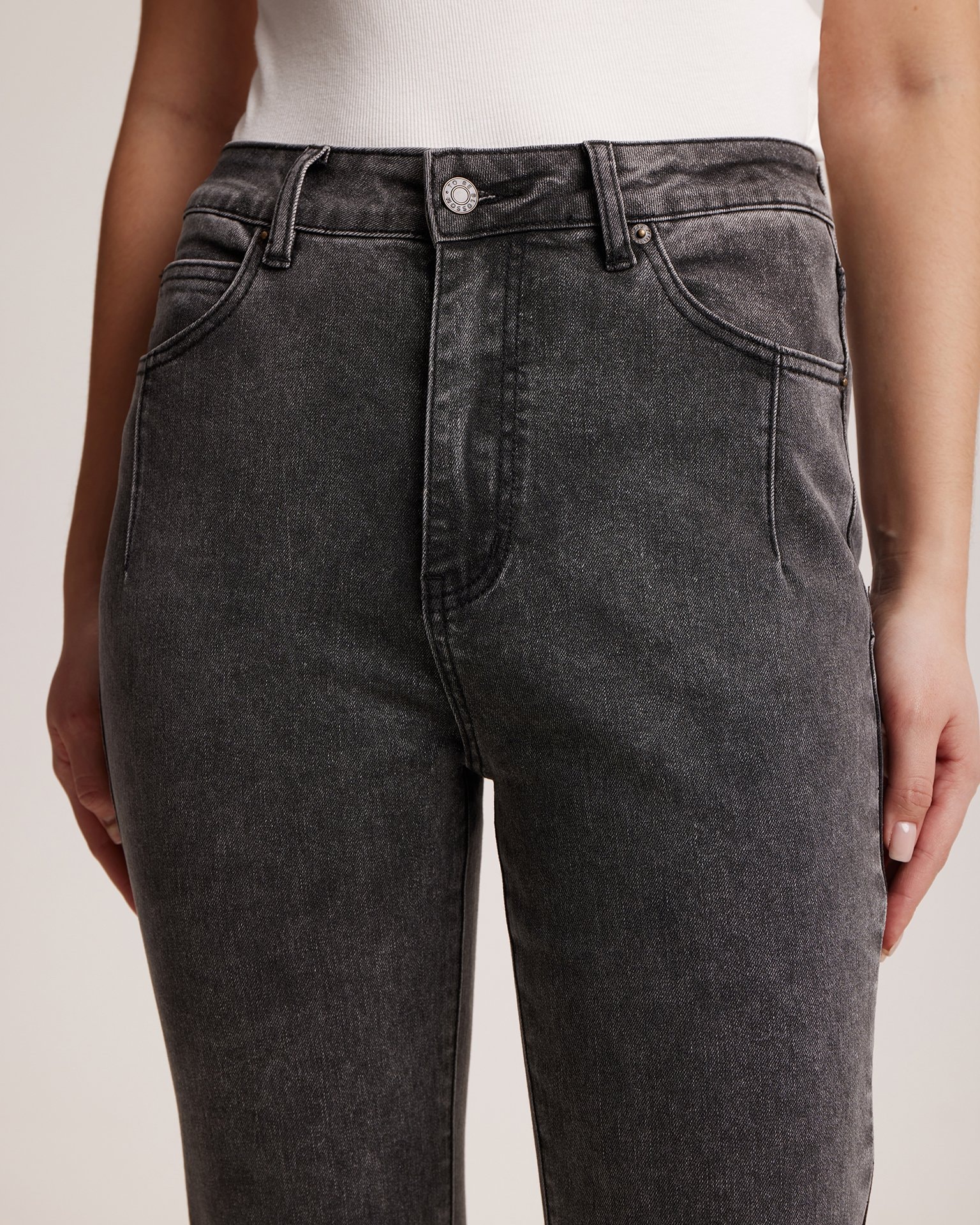 Jeans with topstitching, Grey — photo 5