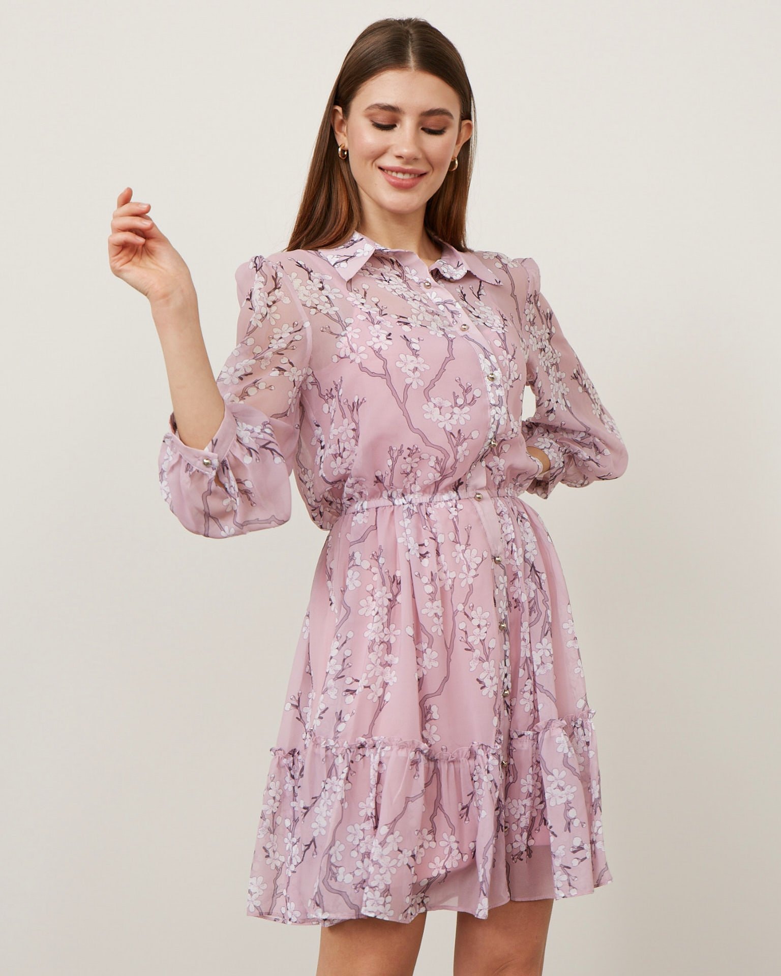 Dress with a collar, Pink — photo 5