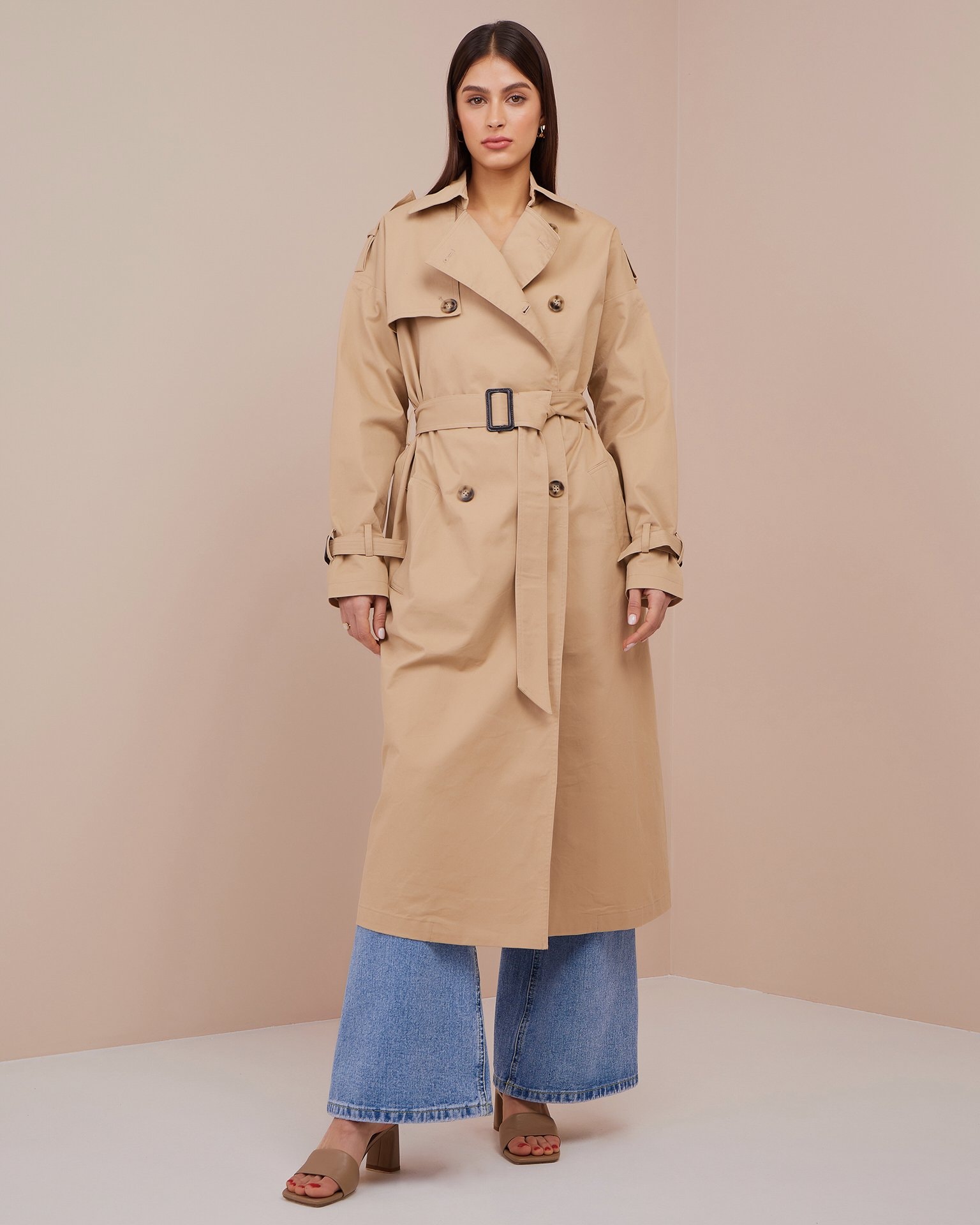Belted Trench Coat, Beige — photo 5