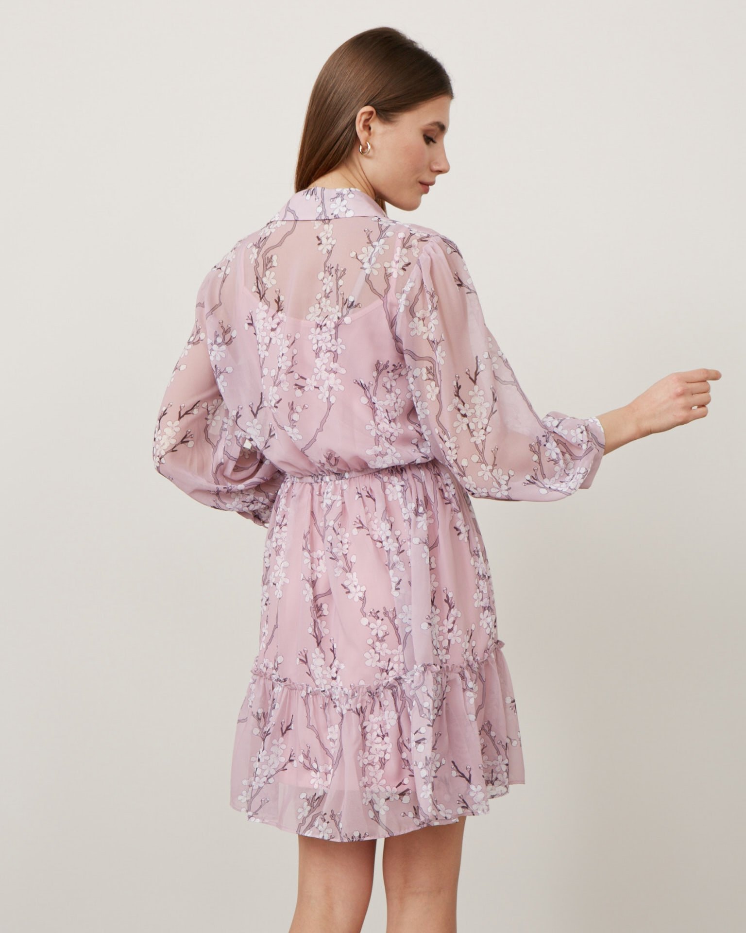 Dress with a collar, Pink — photo 3