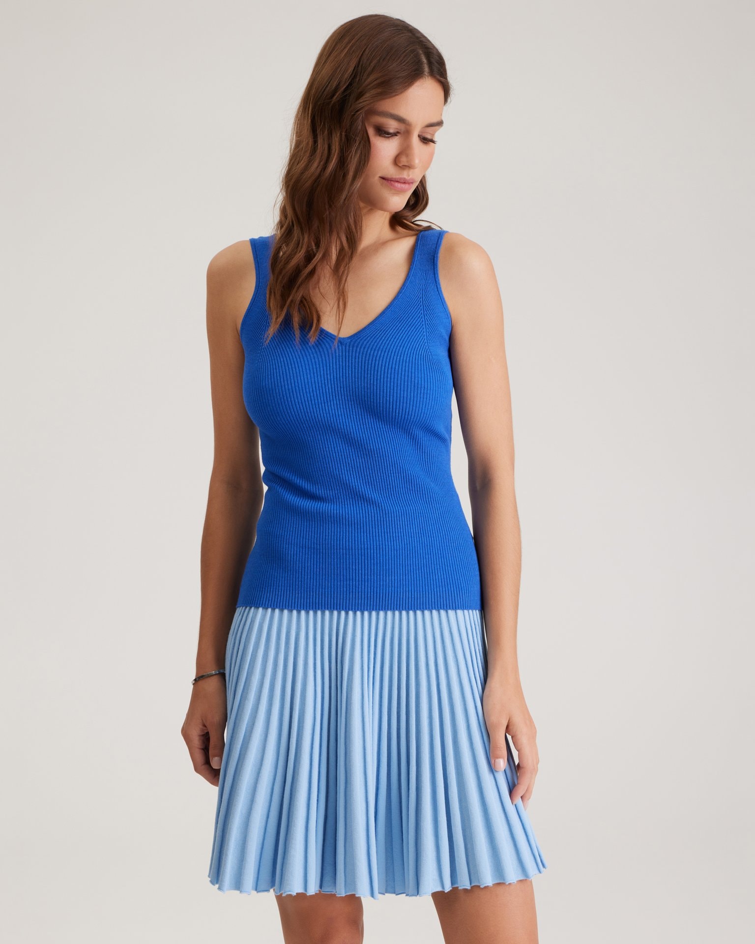 Blue top with V-neck, Sky Blue — photo 7