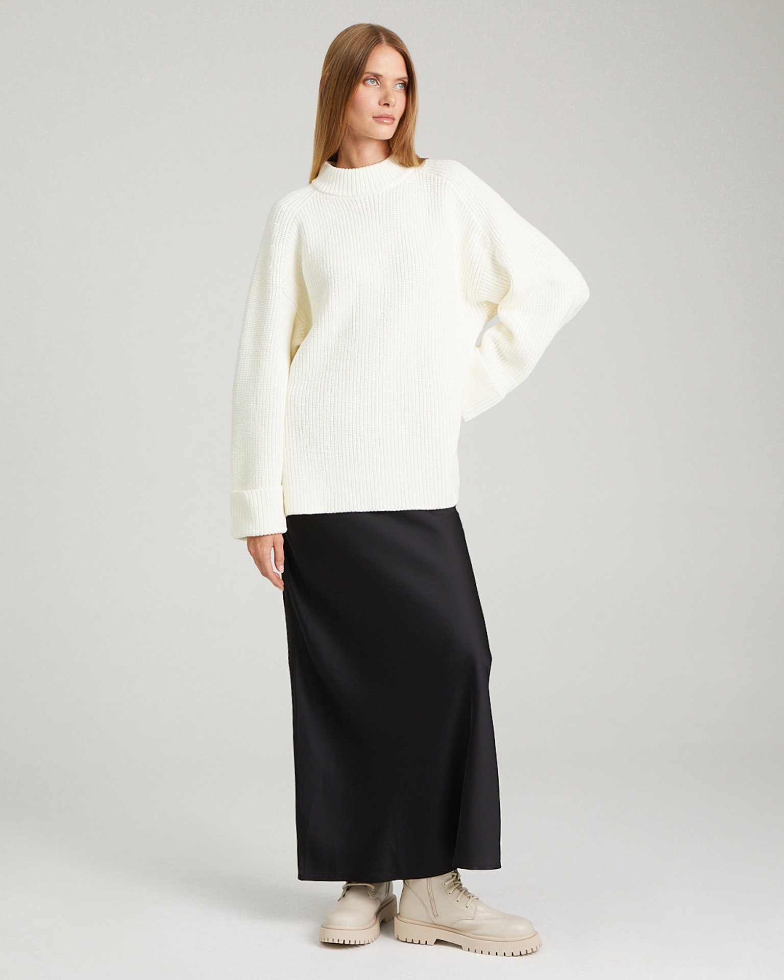 Chunky knit jumper, White
