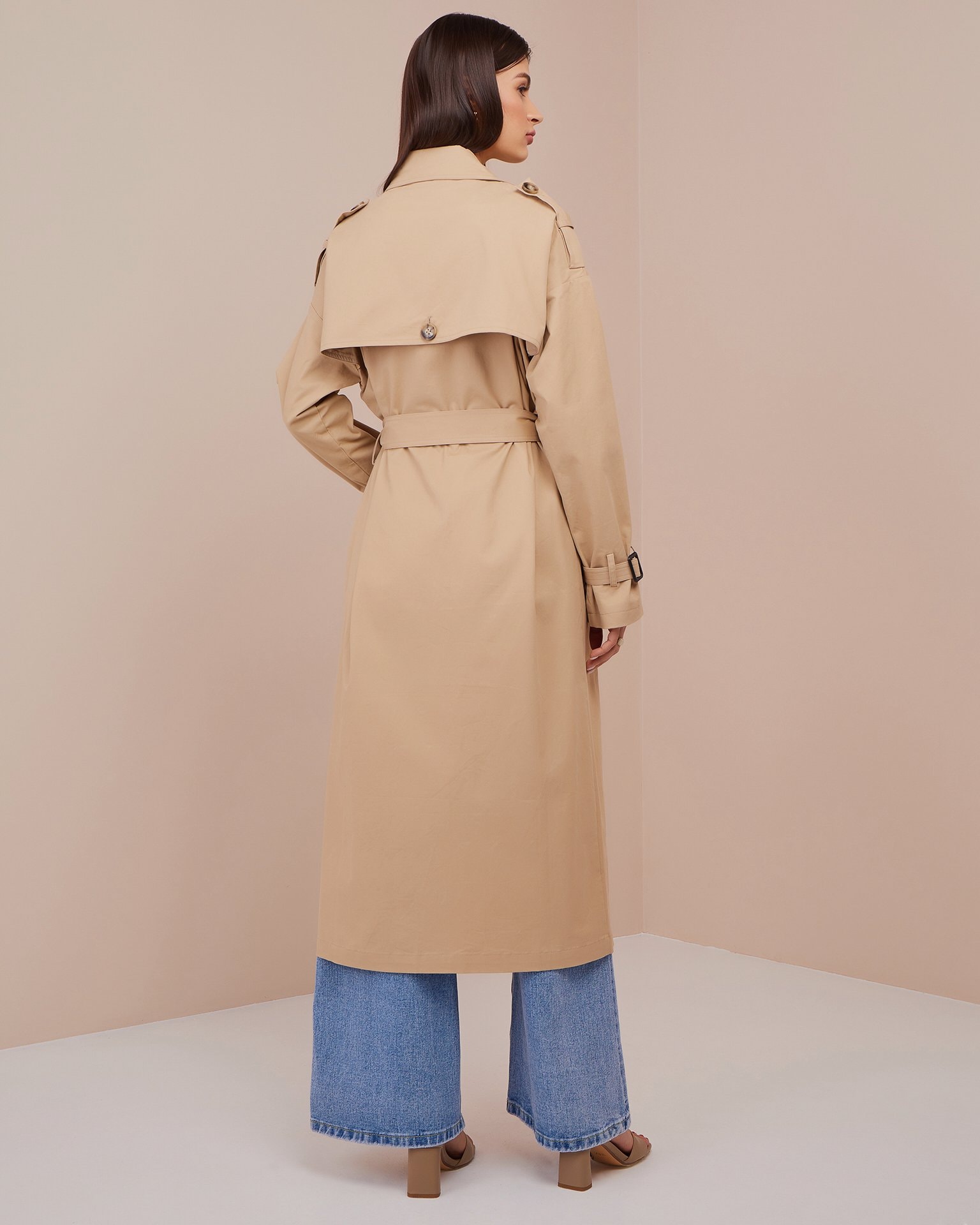 Belted Trench Coat, Beige — photo 3