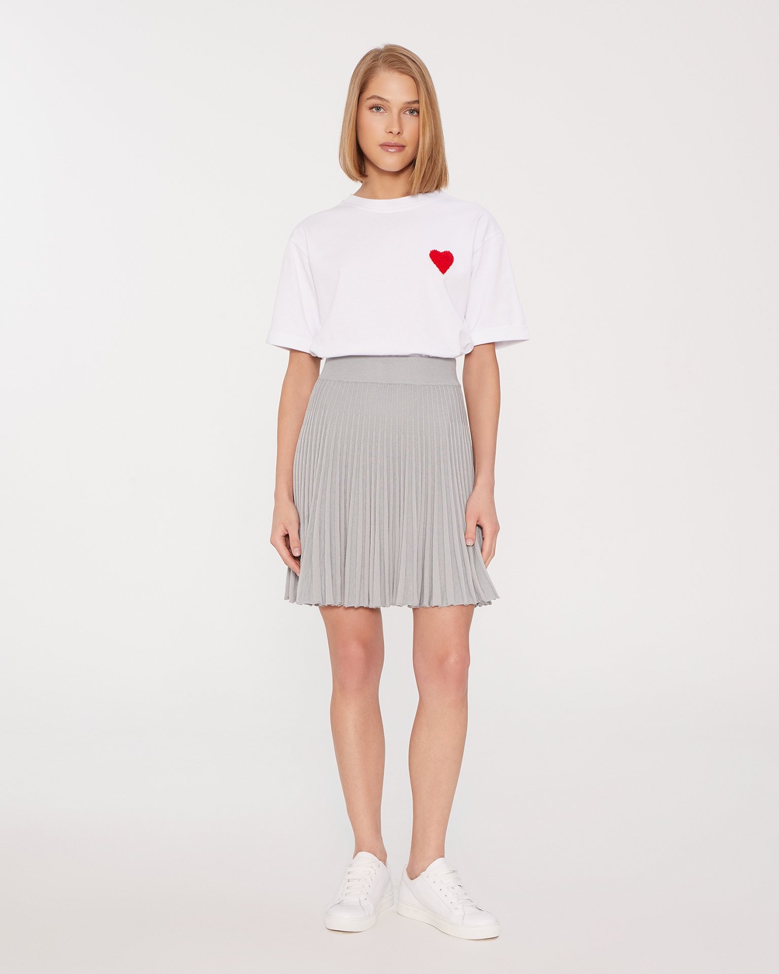 Grey pleated mini skirt, Grey — photo 5
