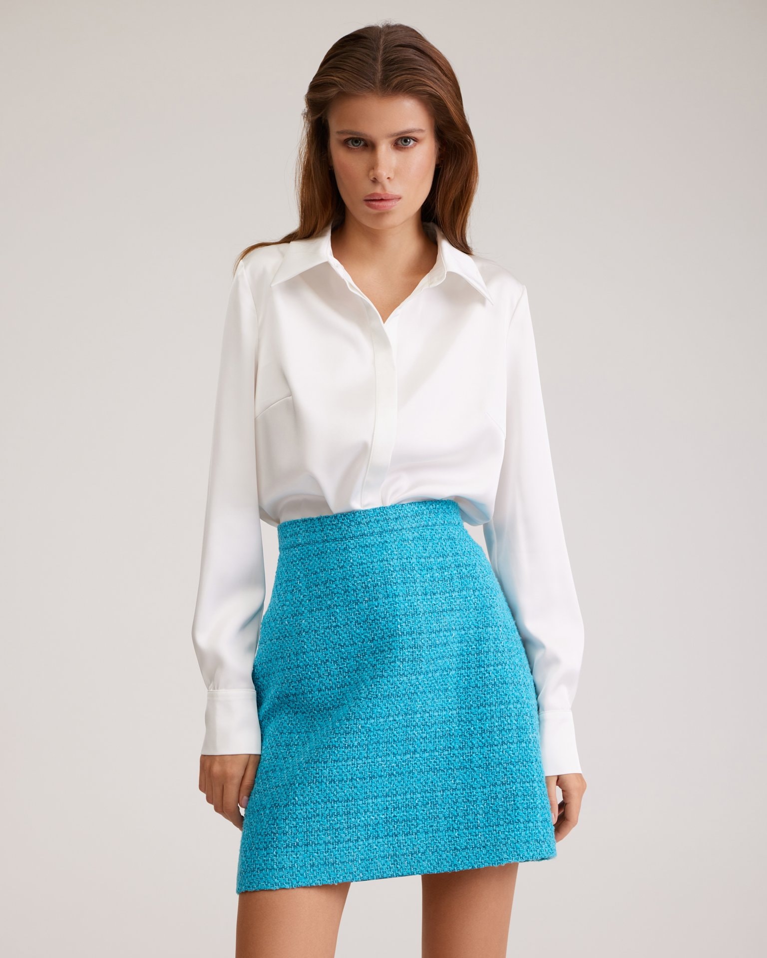 Satin White Shirt, White — photo 3