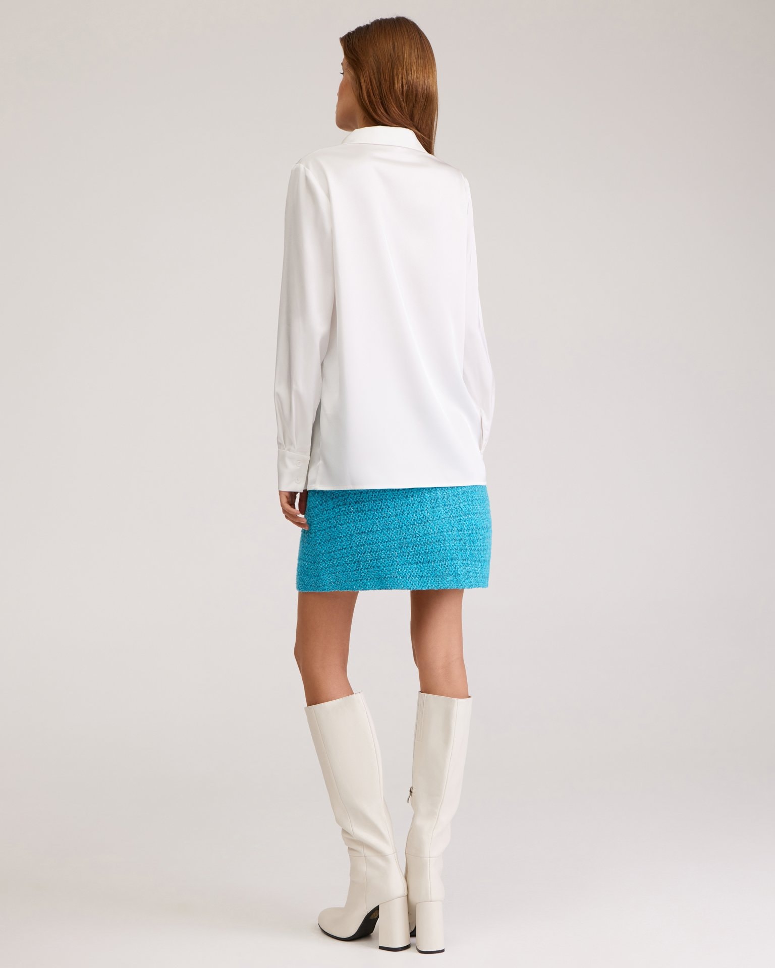 Satin White Shirt, White — photo 4
