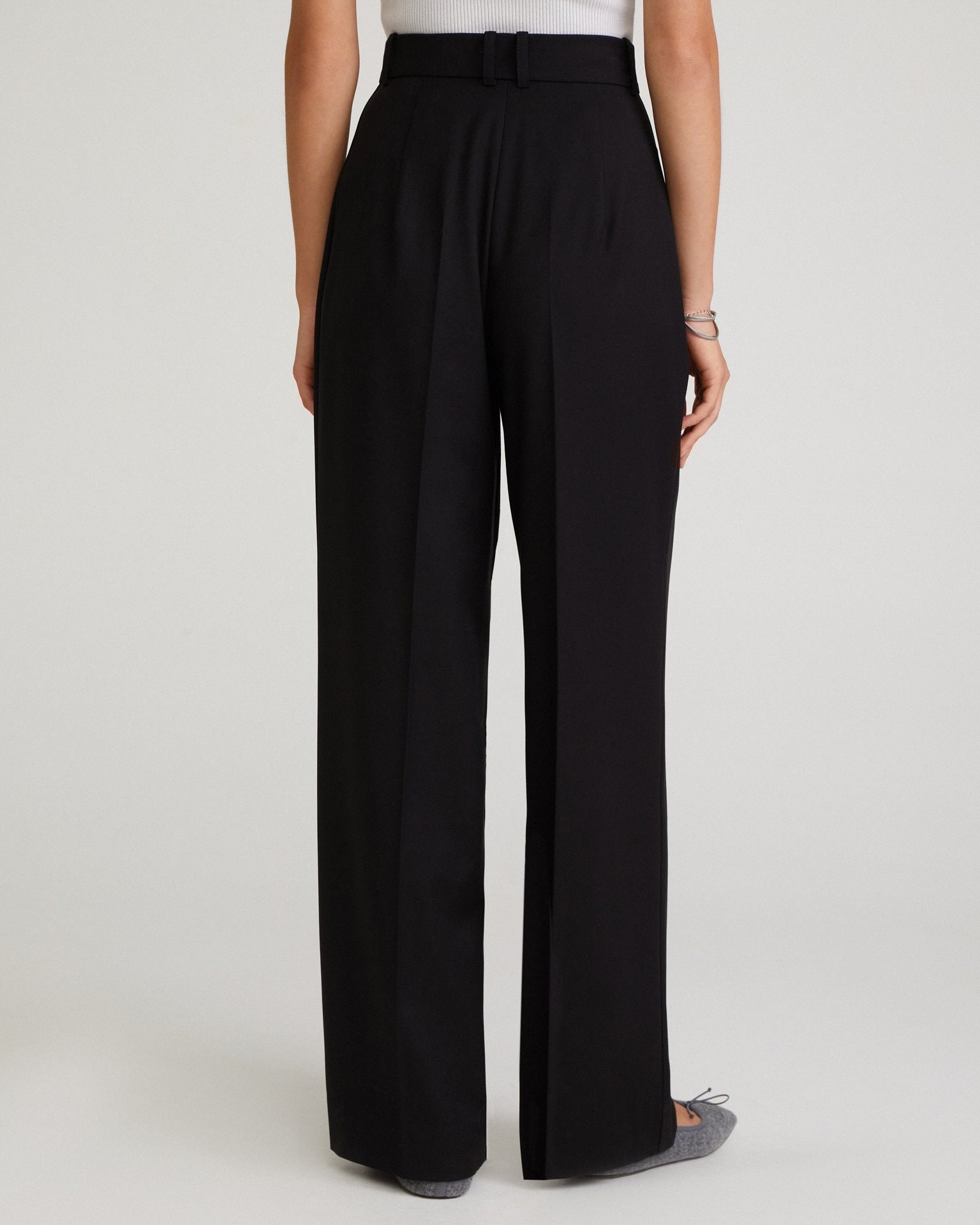 Black straight-leg trousers, Black — photo 5