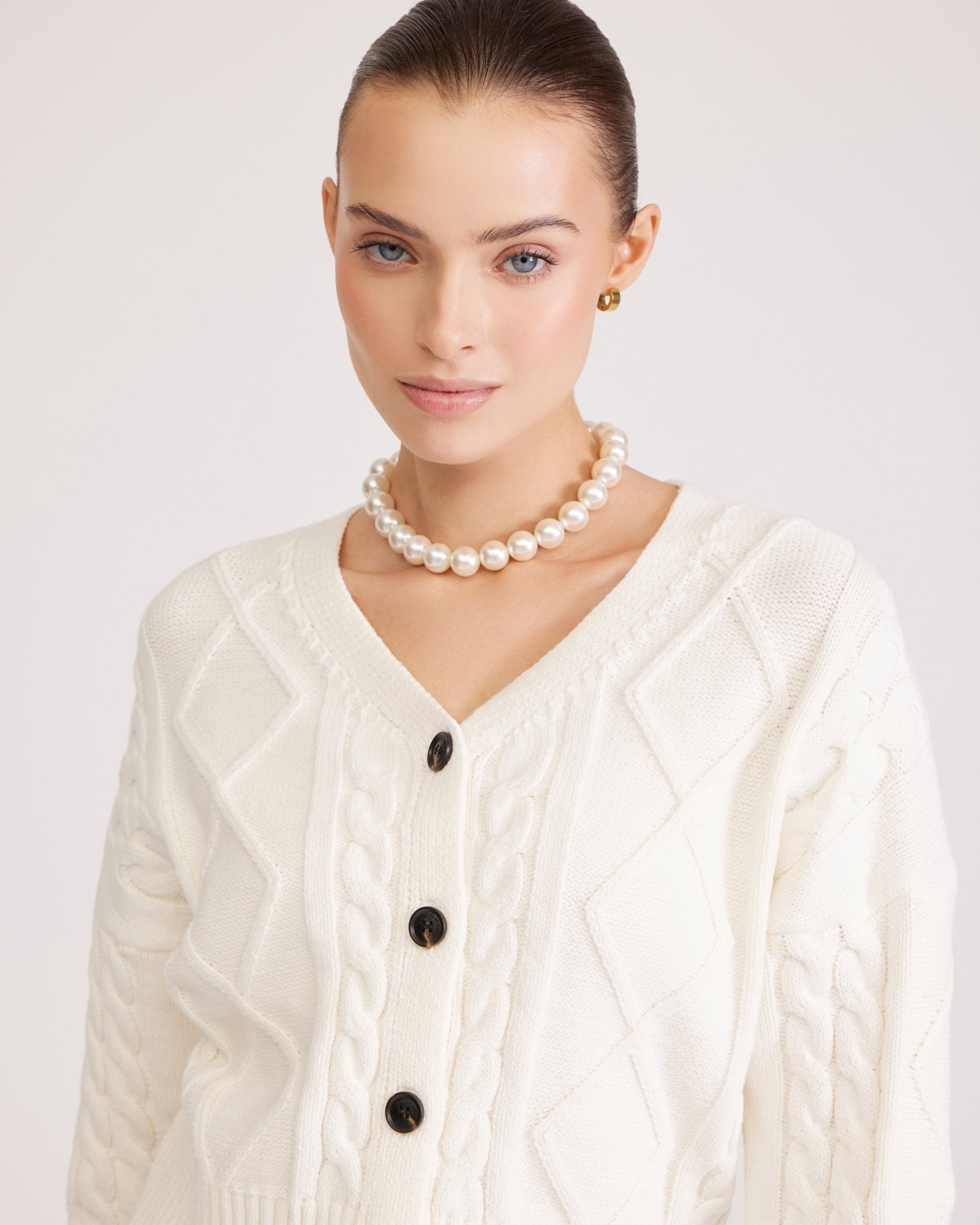 Cardigan with buttons, White — photo 8