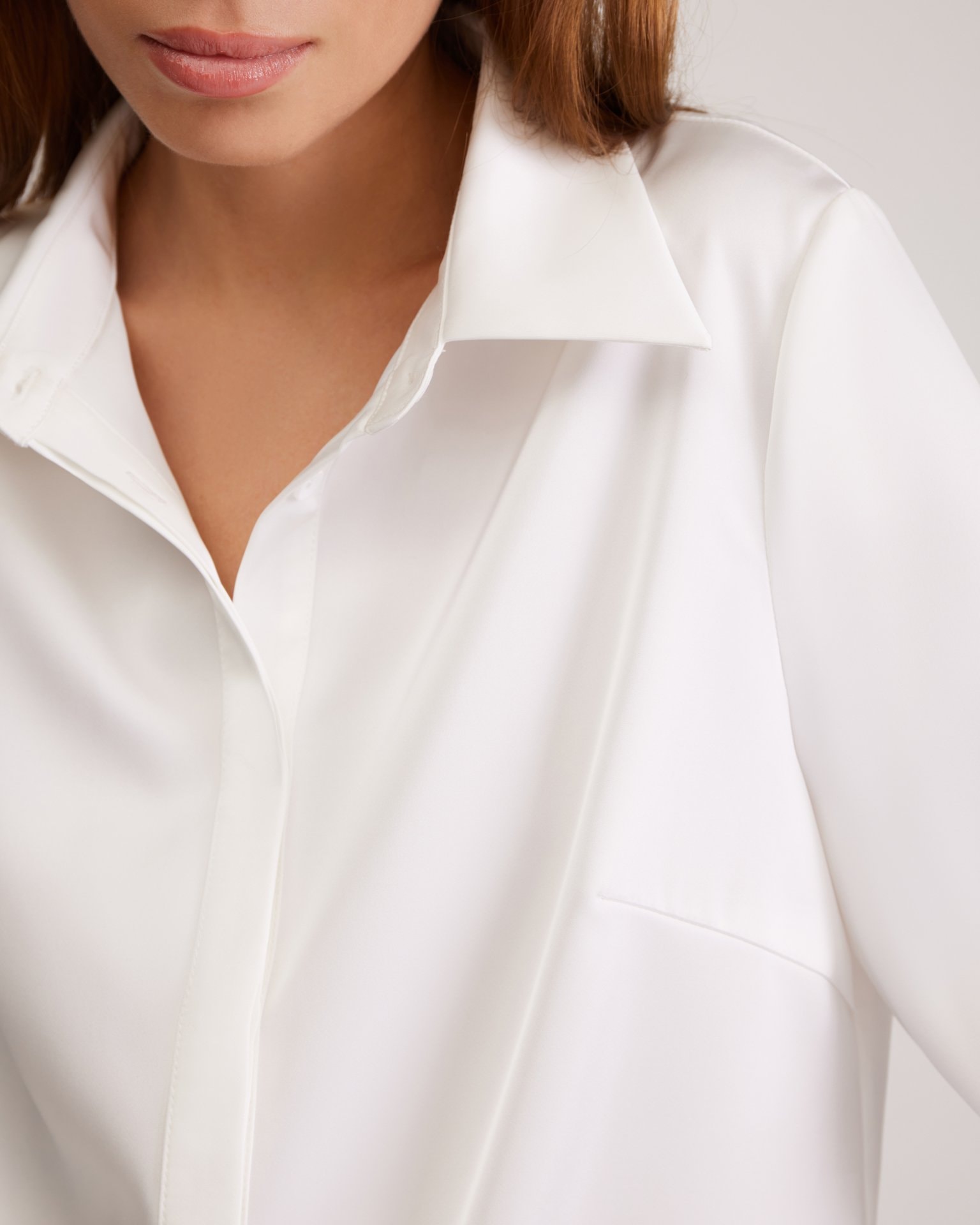 Satin White Shirt, White — photo 8