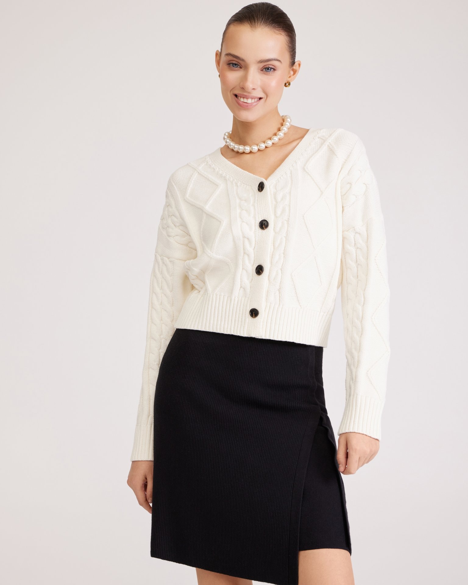 Cardigan with buttons, White — photo 5