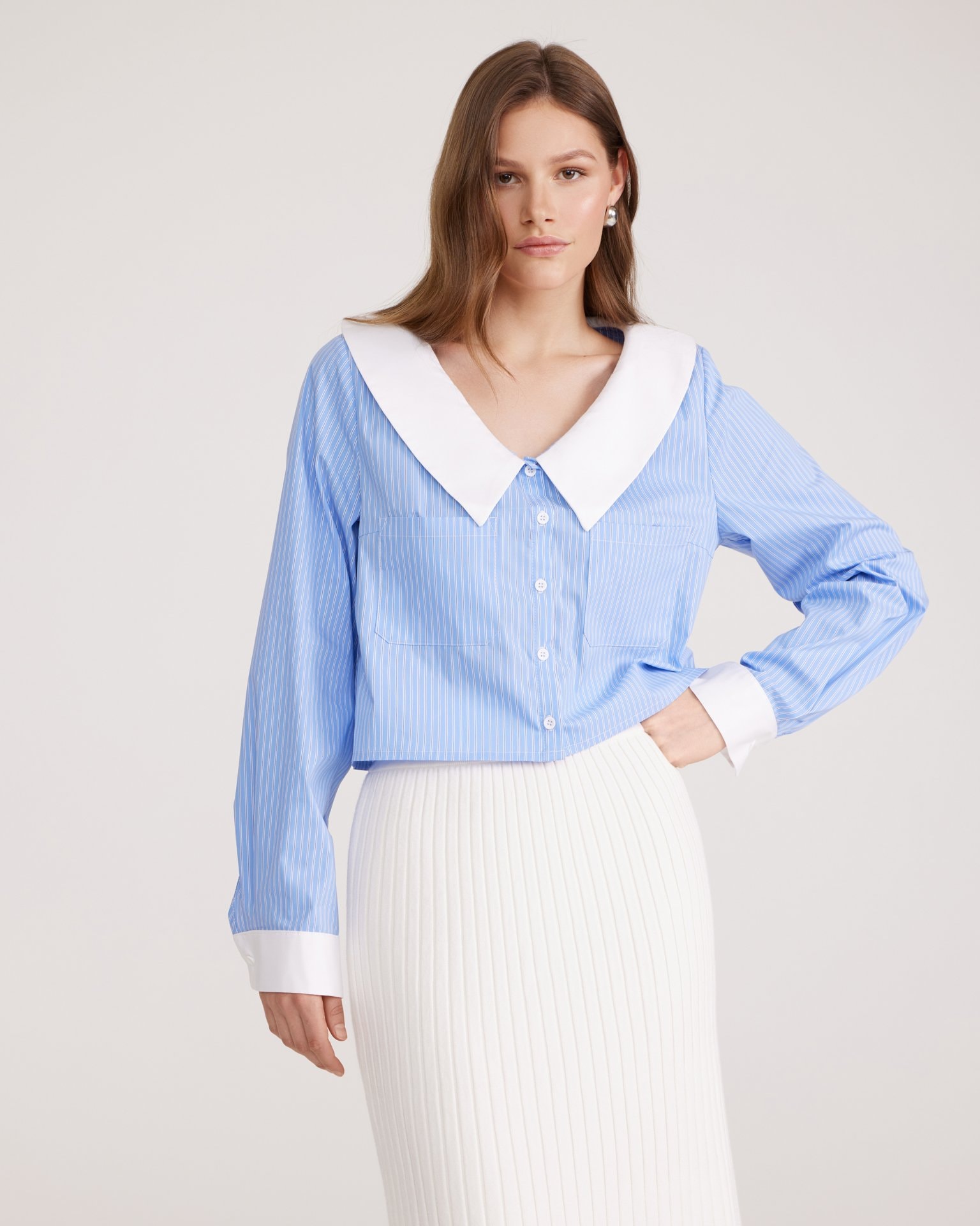 Cropped shirt, Sky Blue — photo 2