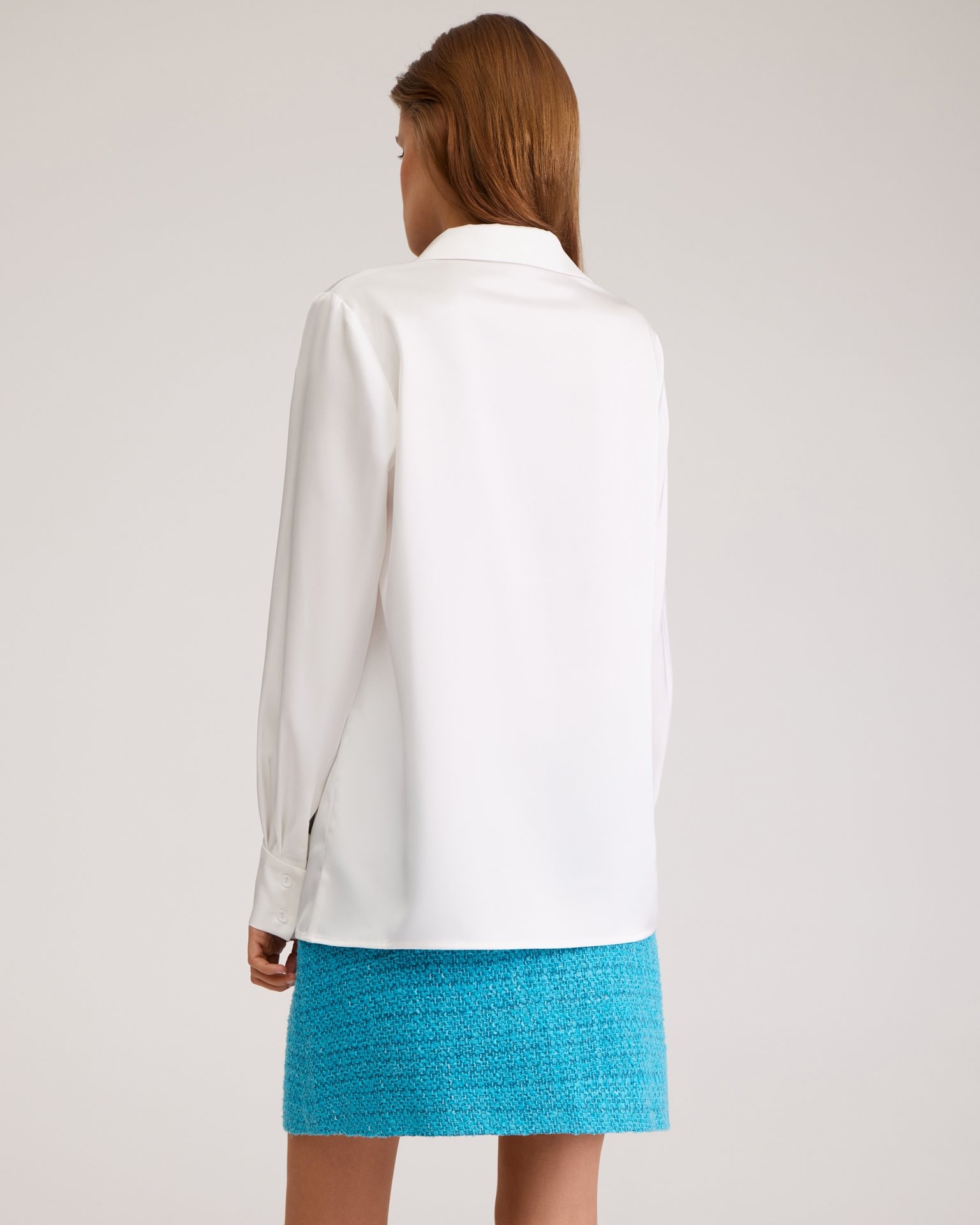 Satin White Shirt, White — photo 6
