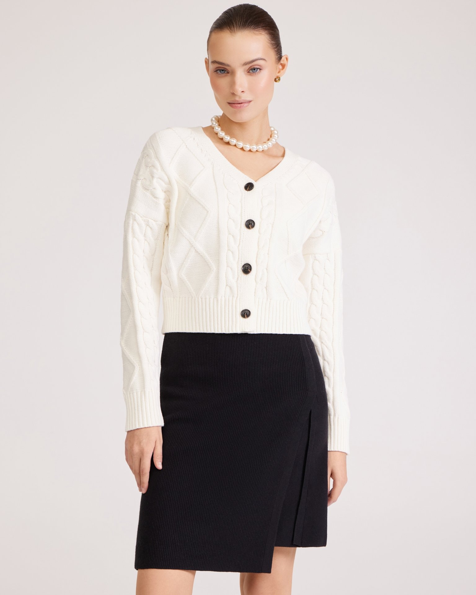 Cardigan with buttons, White — photo 2