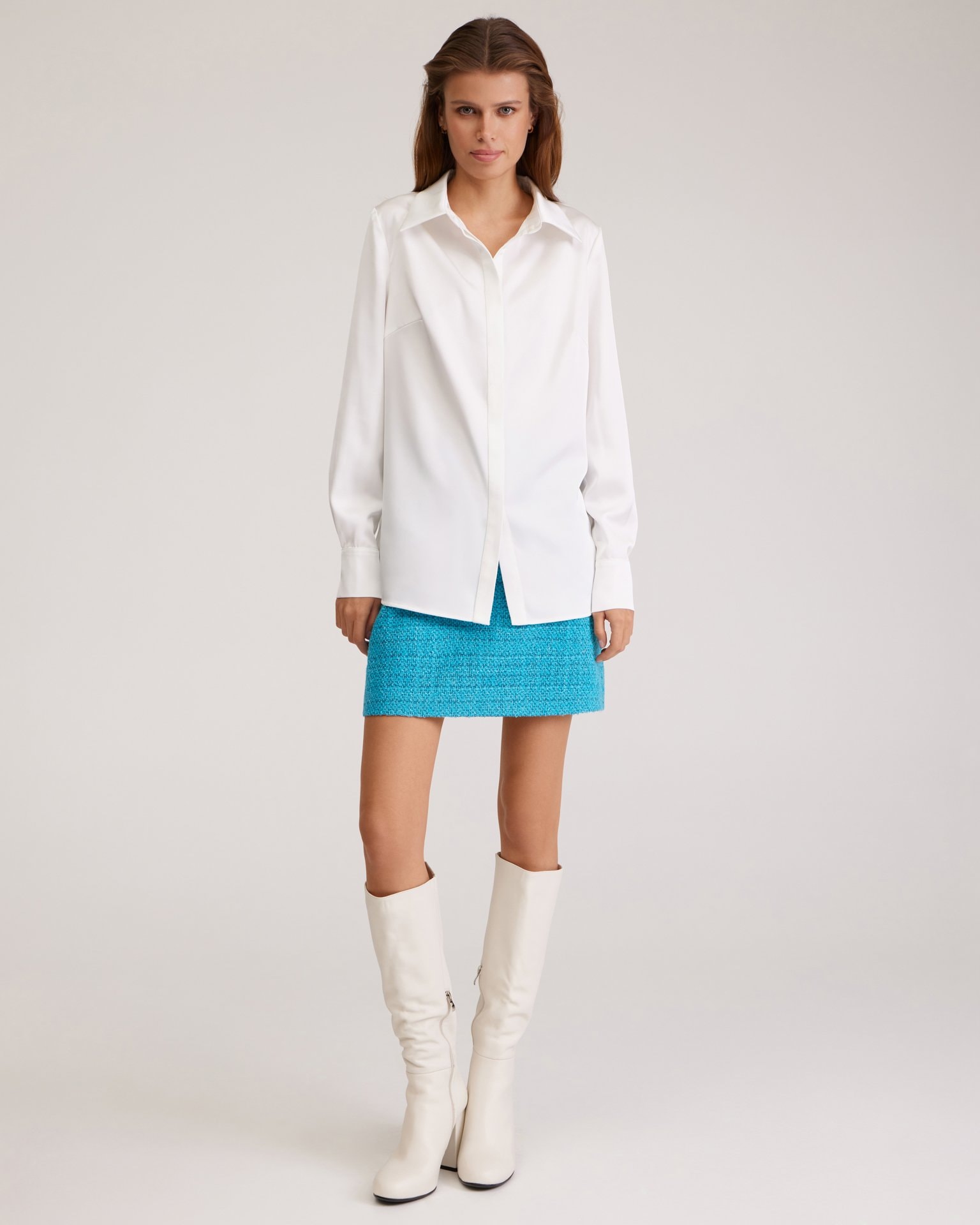 Satin White Shirt, White — photo 2