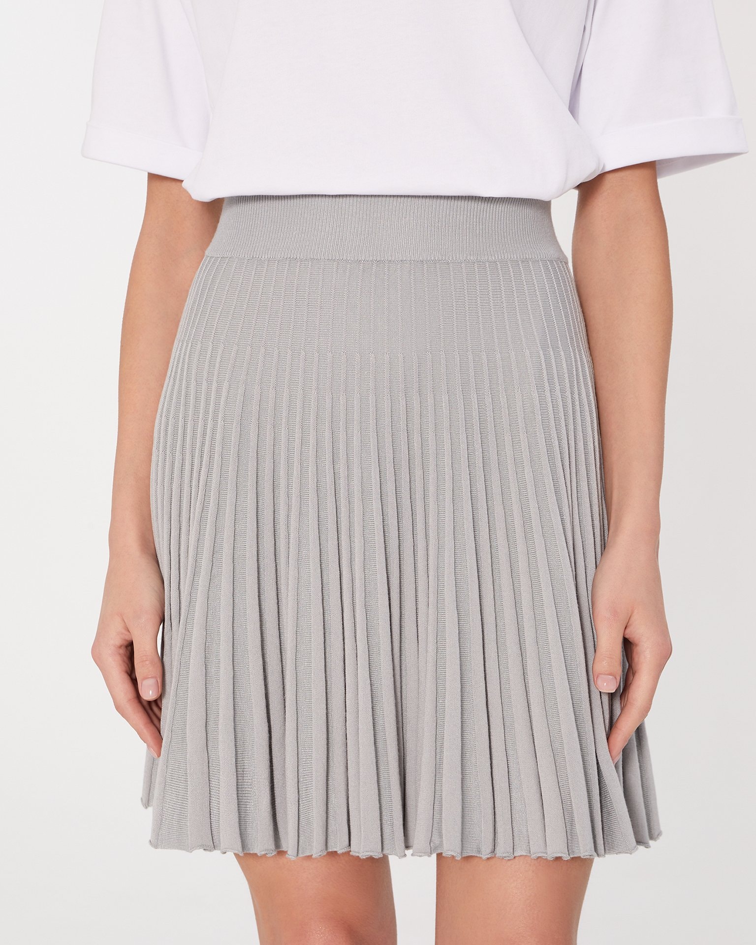 Grey pleated mini skirt, Grey — photo 2