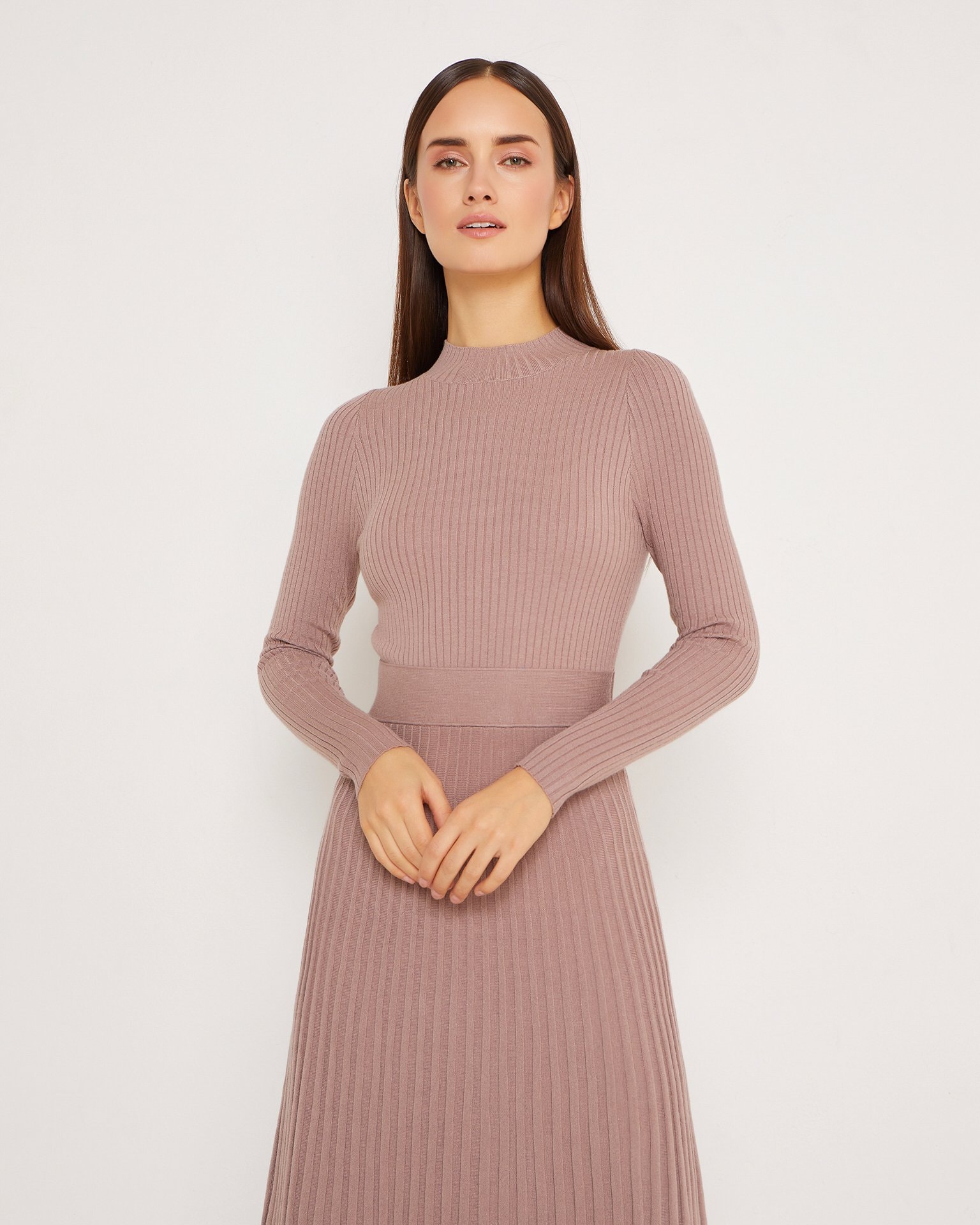 Knitted dress in a coffee colour, Coffee — photo 2