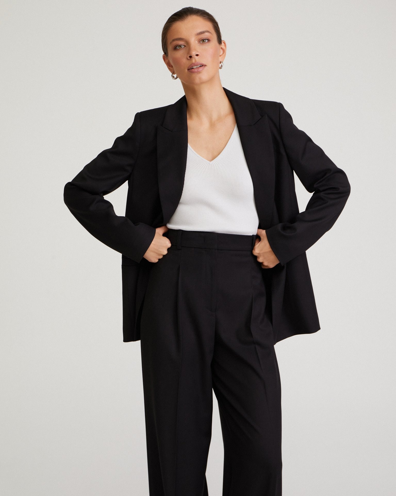 Straight-cut black jacket, Black — photo 2