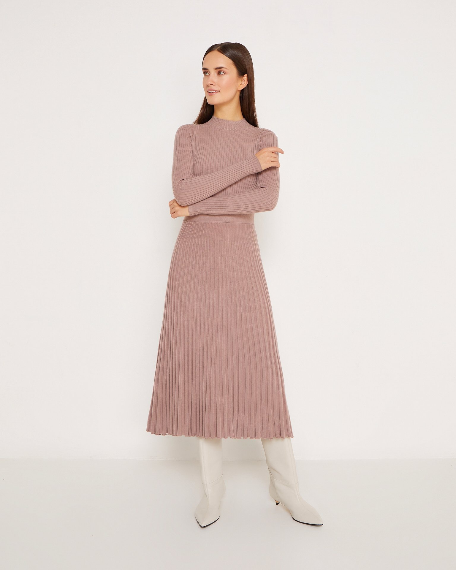 Knitted dress in a coffee colour, Coffee