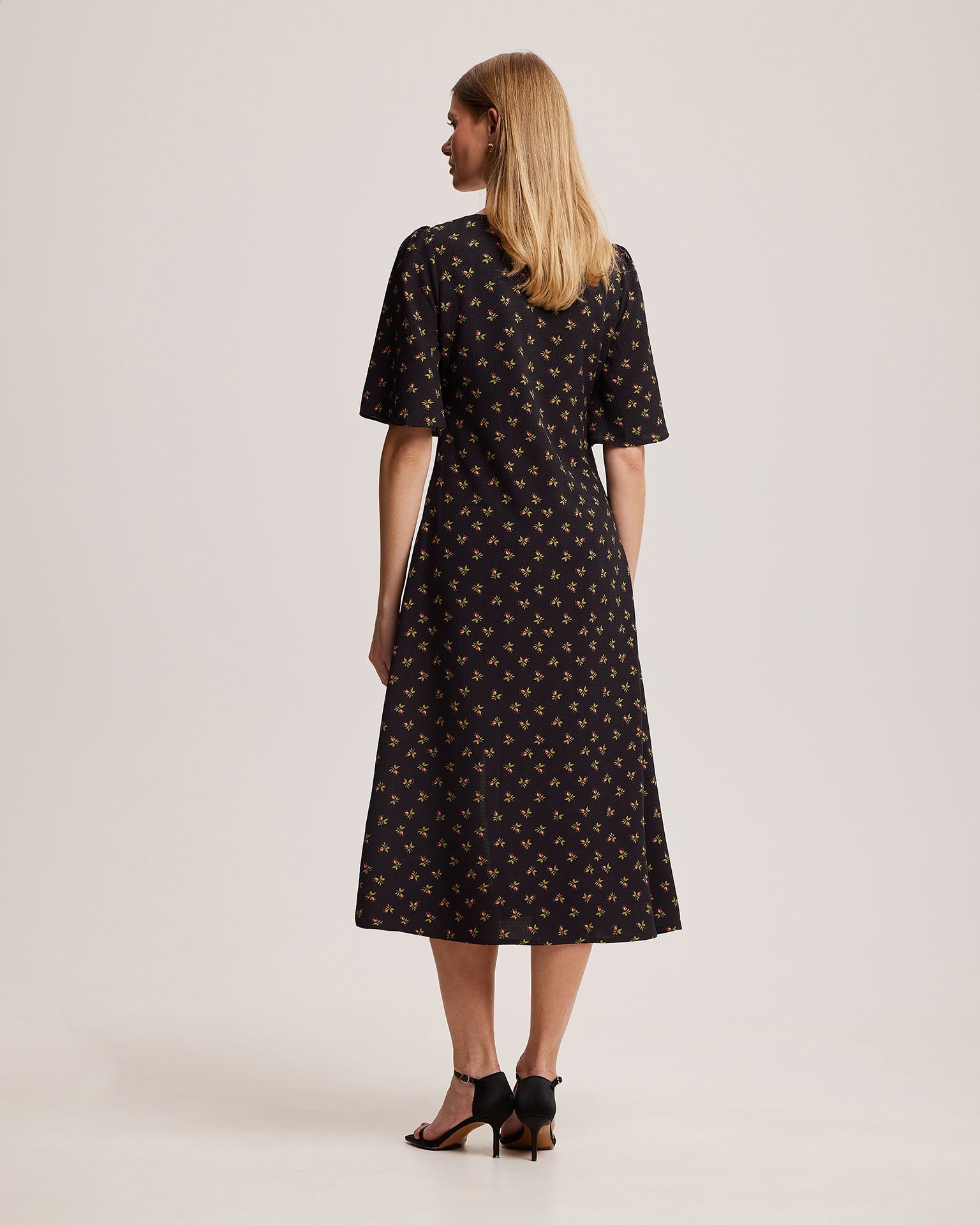 Dress with a floral pattern, Black — photo 4