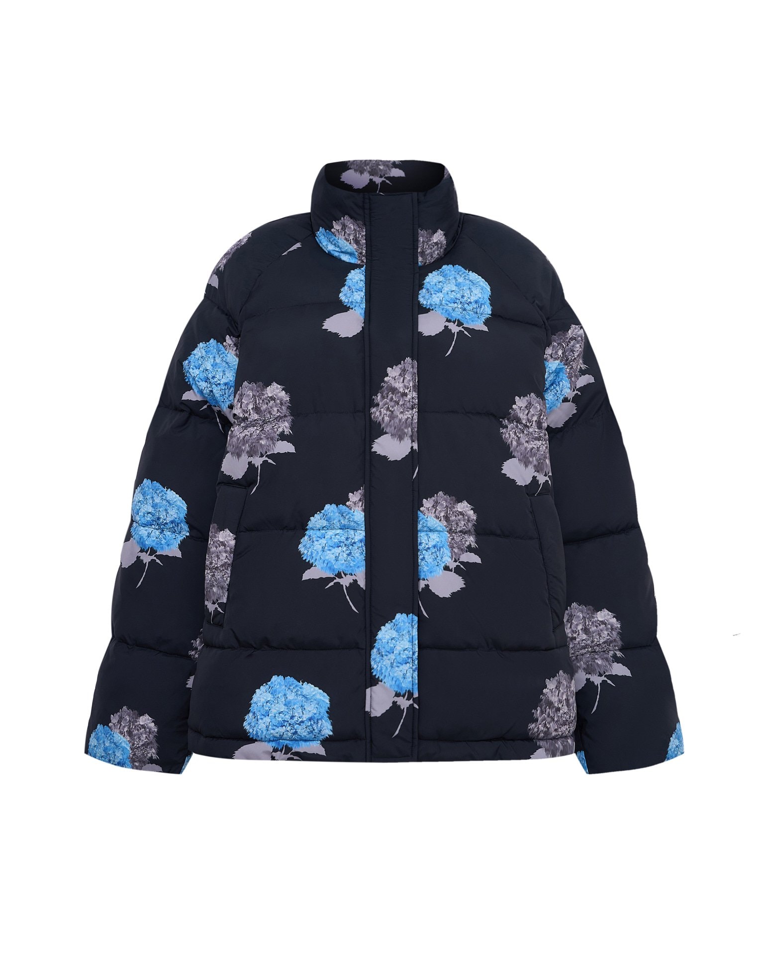 Puffer jacket with limited edition Hydrangea print, Graphite — photo 10
