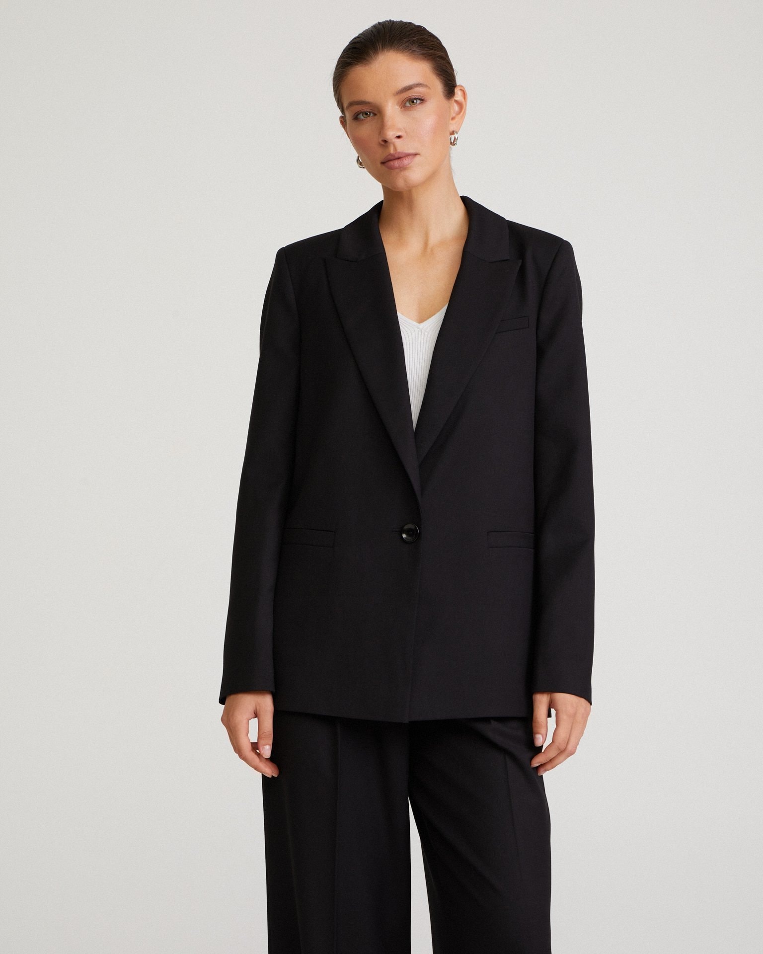 Straight-cut black jacket, Black — photo 4