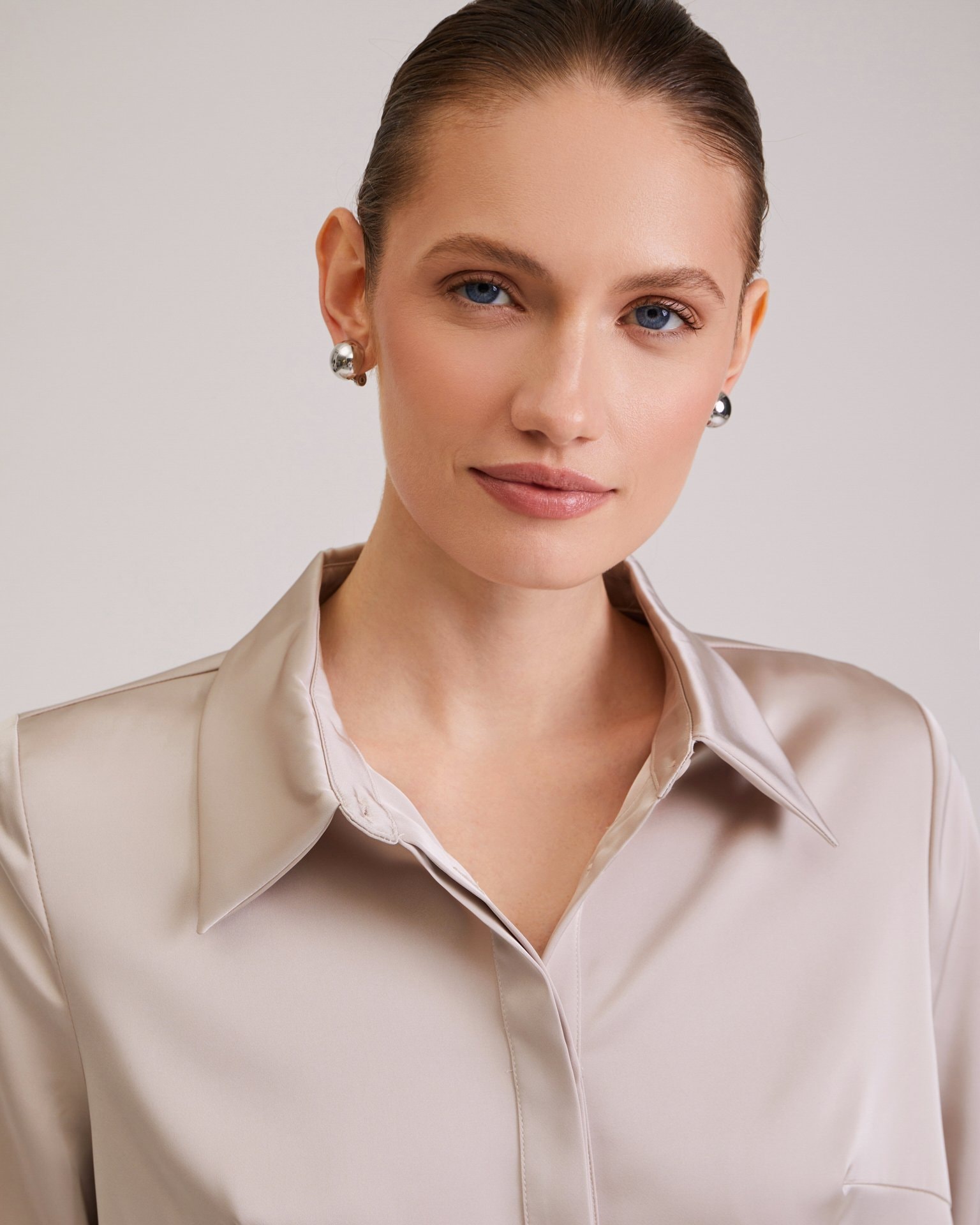 Satin shirt, Beige — photo 7
